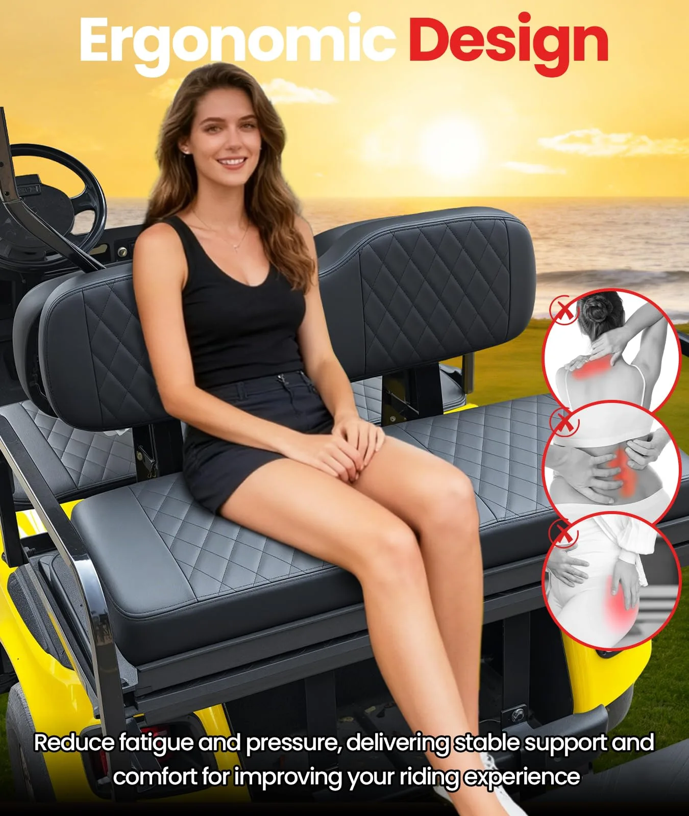 CASISPRO E-Z-GO TXT & Medalist Seat Cushion Kit (1994–2013) Black image 4