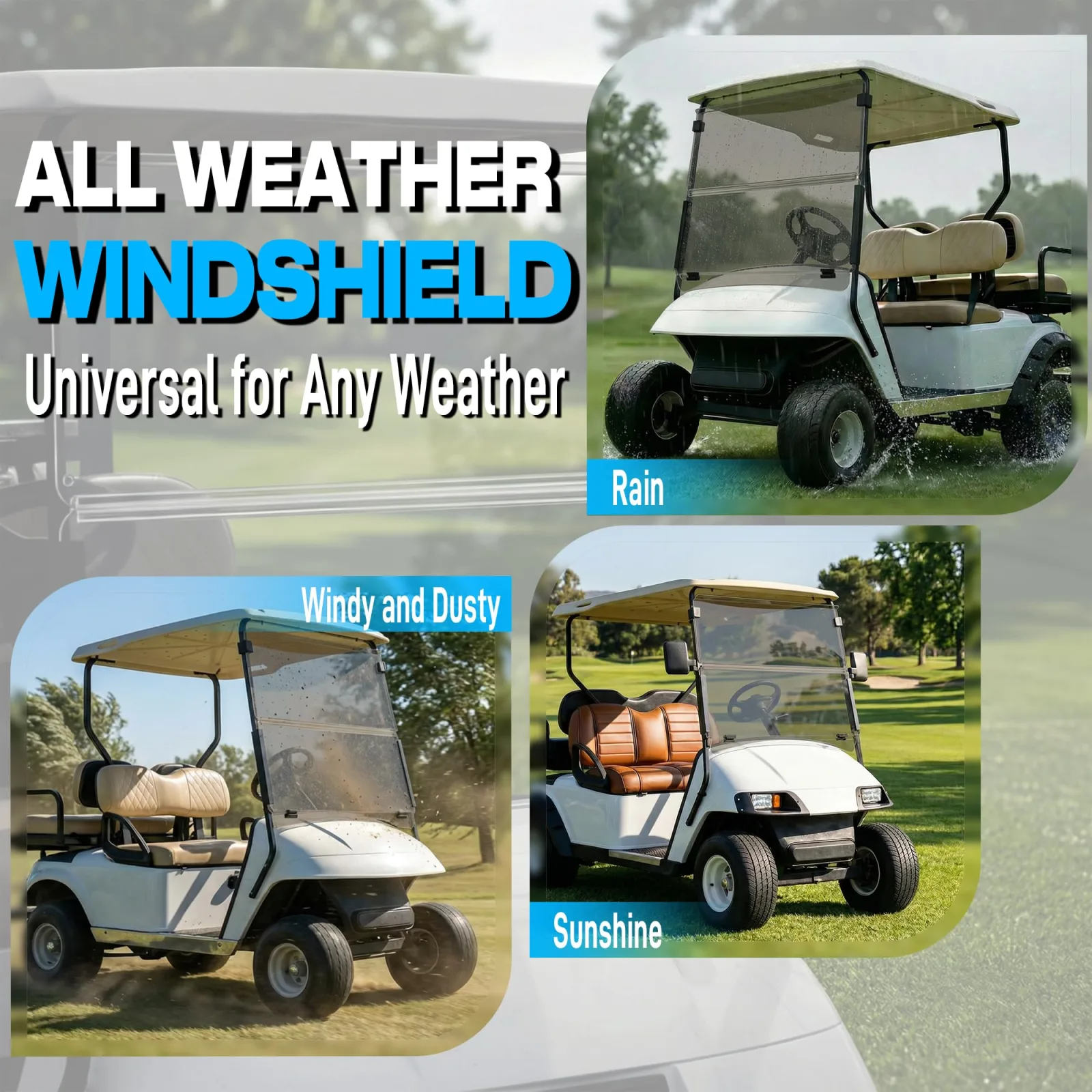Mixopoly Tinted Foldable Windshield for E-Z-GO TXT 1995-2013 image 3