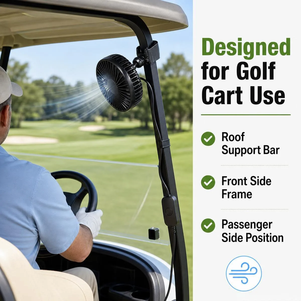 GHXYHTH USB Fan for Denago Rover XL Golf Cart image 2
