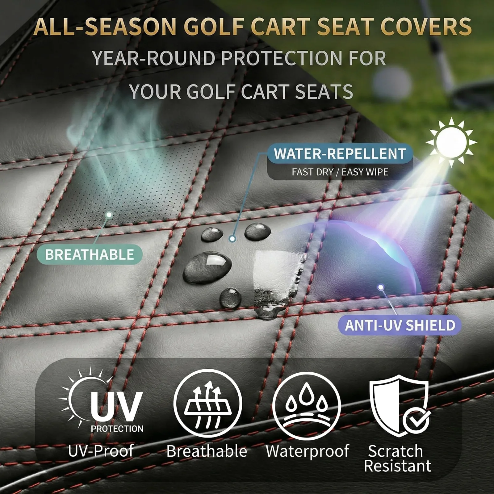 SugarFox Golf Cart Seat Covers for E-Z-GO, Club Car & Yamaha image 3