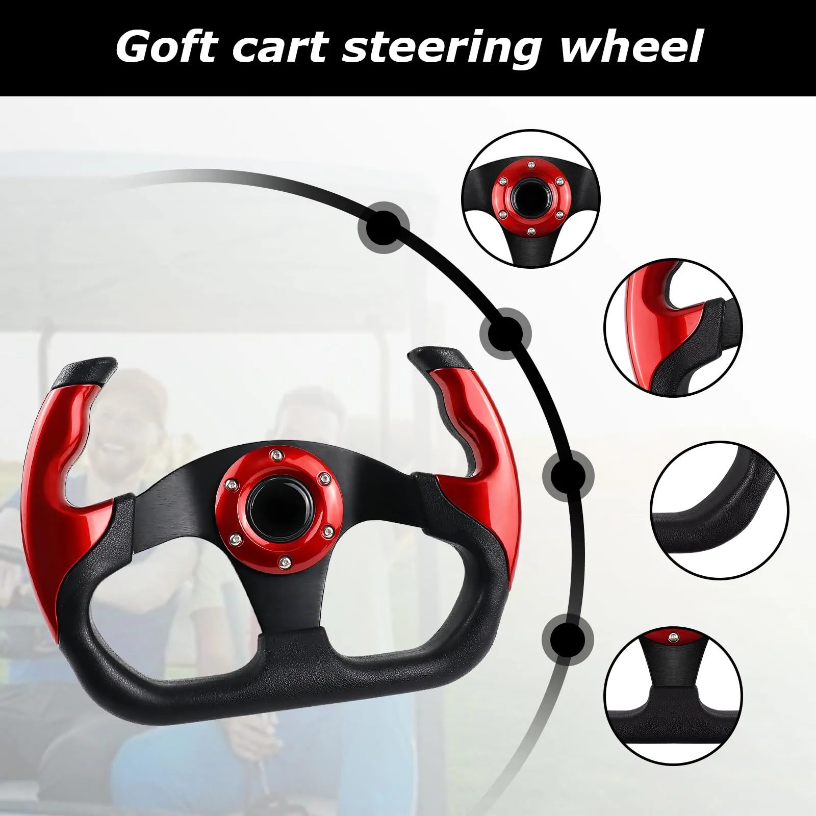 QYMOPAY GOLF-005RD 13-Inch Golf Cart Steering Wheel image 4