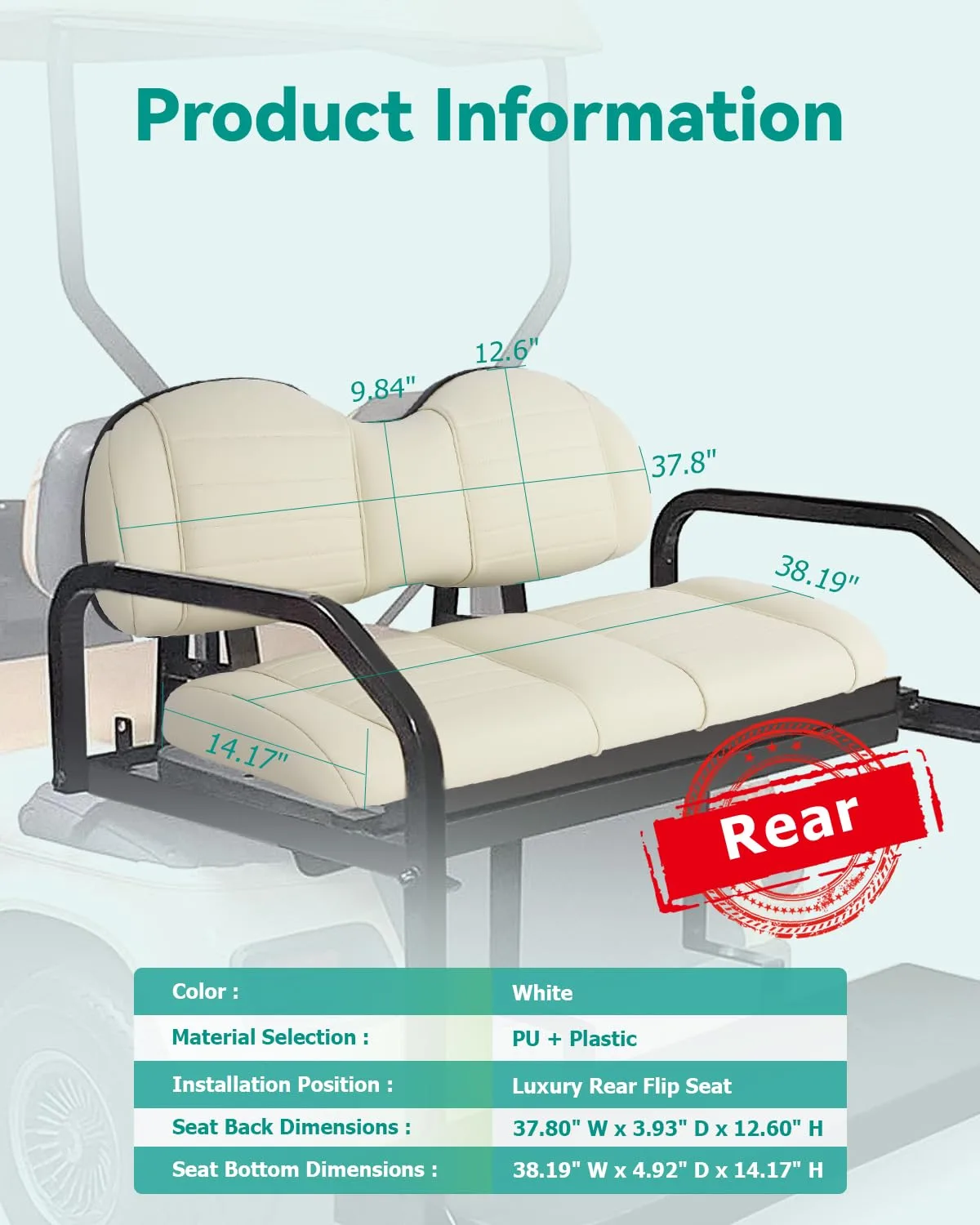 ILVGOLF Rear Flip Seat Cushion Set for Golf Carts image 2