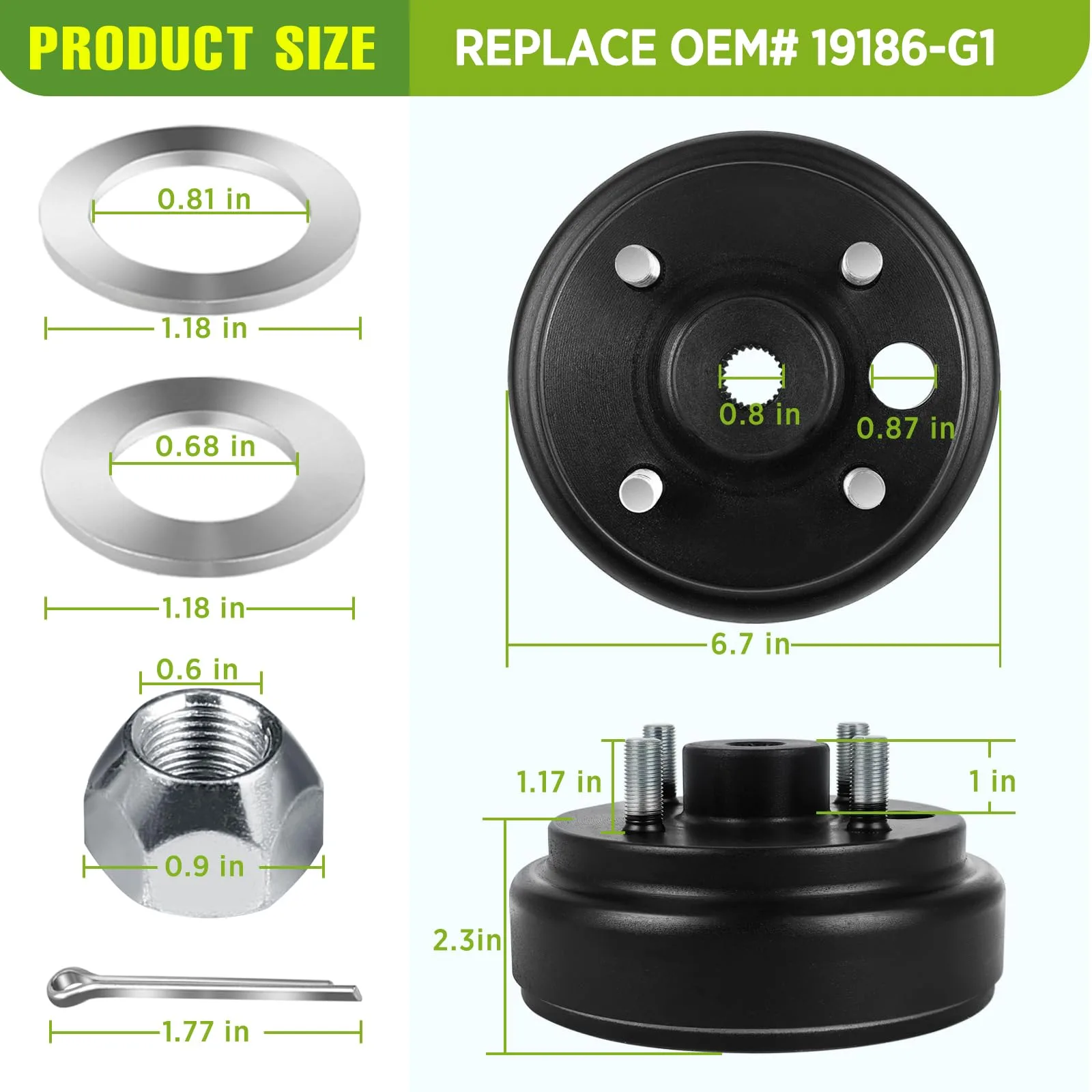 FAHKNS Brake Drum Hub Assembly 19186 — 24-Tooth Spline for E-Z-GO TXT (1982+ / 1982–1993 2-Cycle) image 4