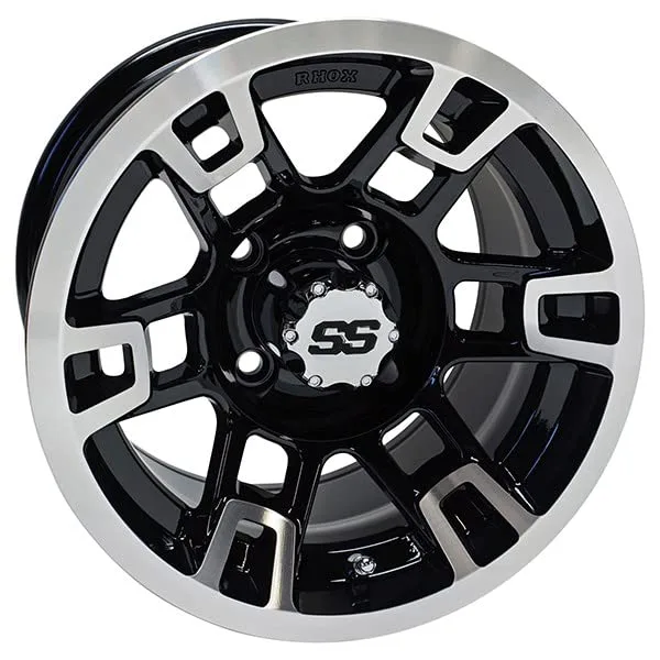 REVENGE RHOX 12x7 ET-25 Gloss Black Golf Cart Wheel