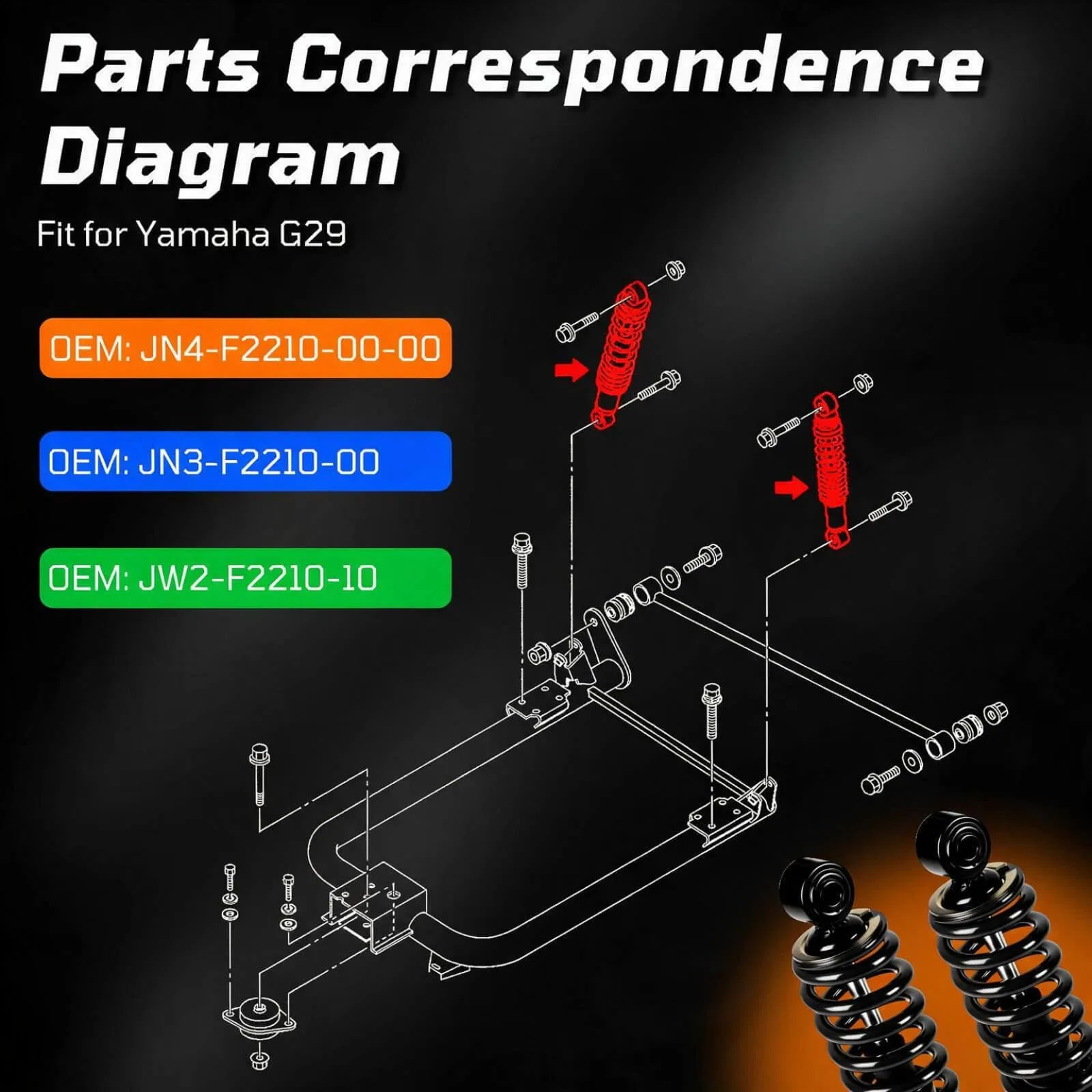Cartalia YFRS Front & Rear Shocks for Yamaha G29/Drive image 4