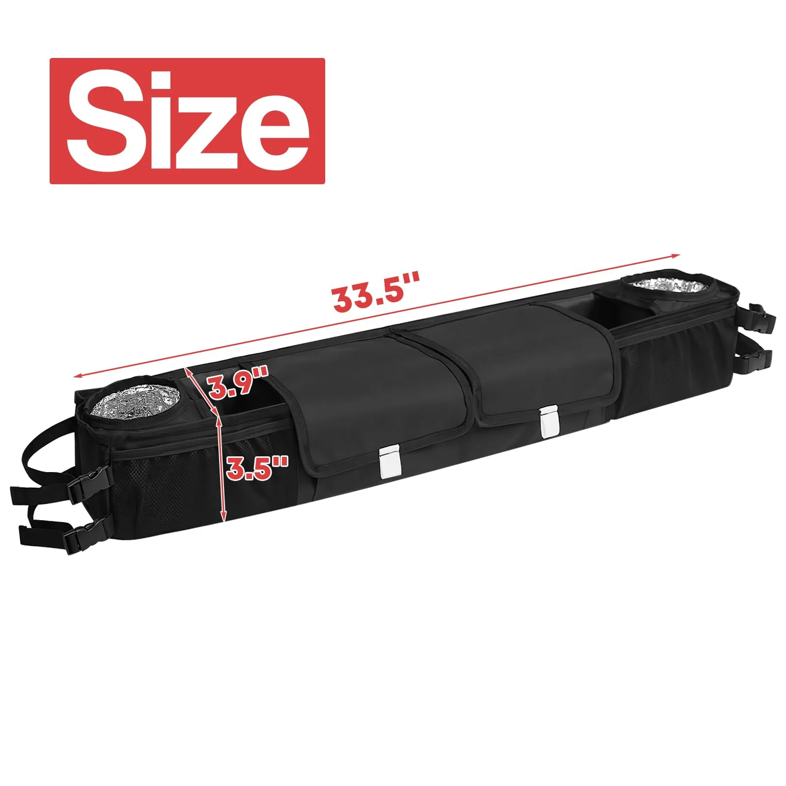 ORKELS Foldable Front Golf Cart Storage Basket Organizer - Black image 2