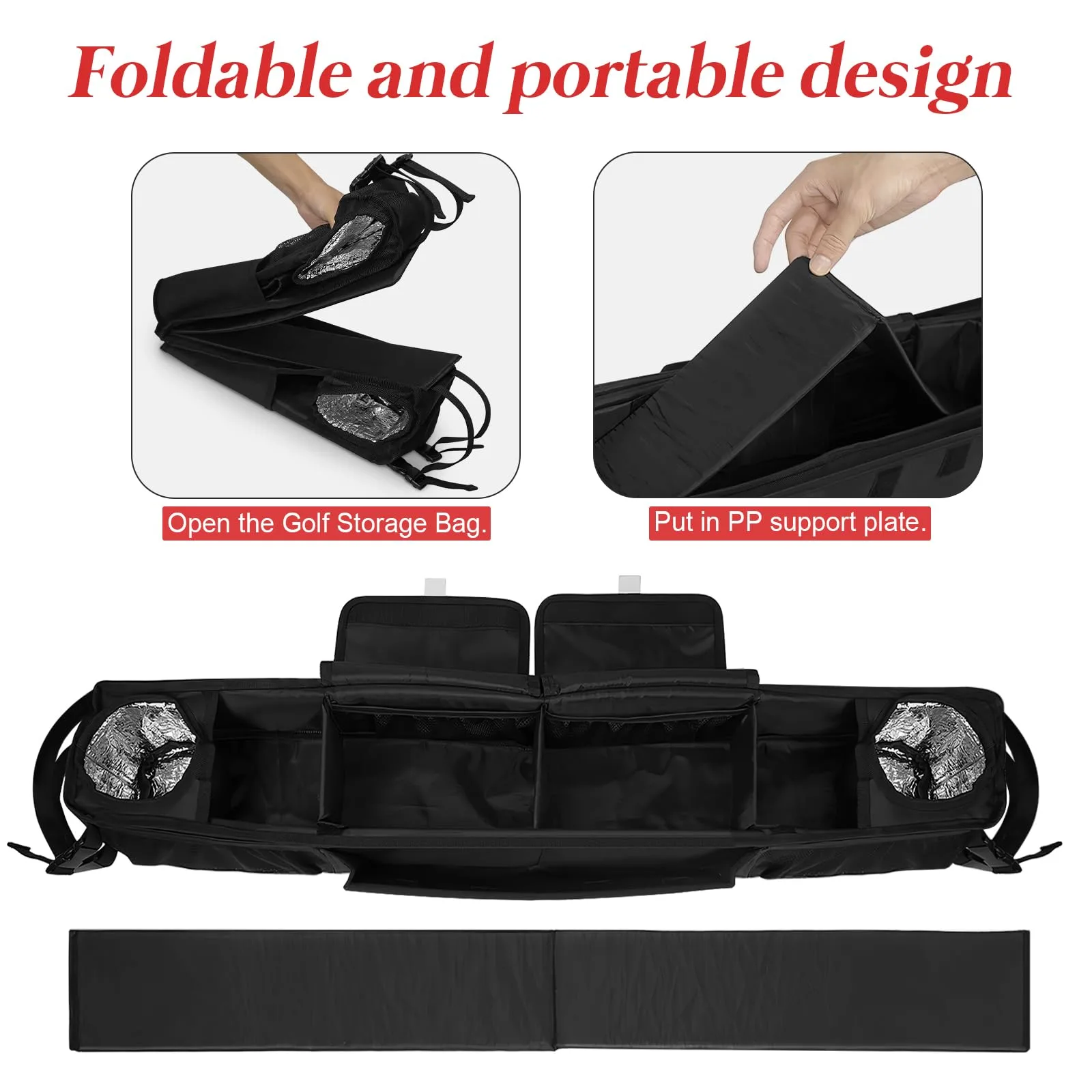 ORKELS Foldable Front Golf Cart Storage Basket Organizer - Black image 4