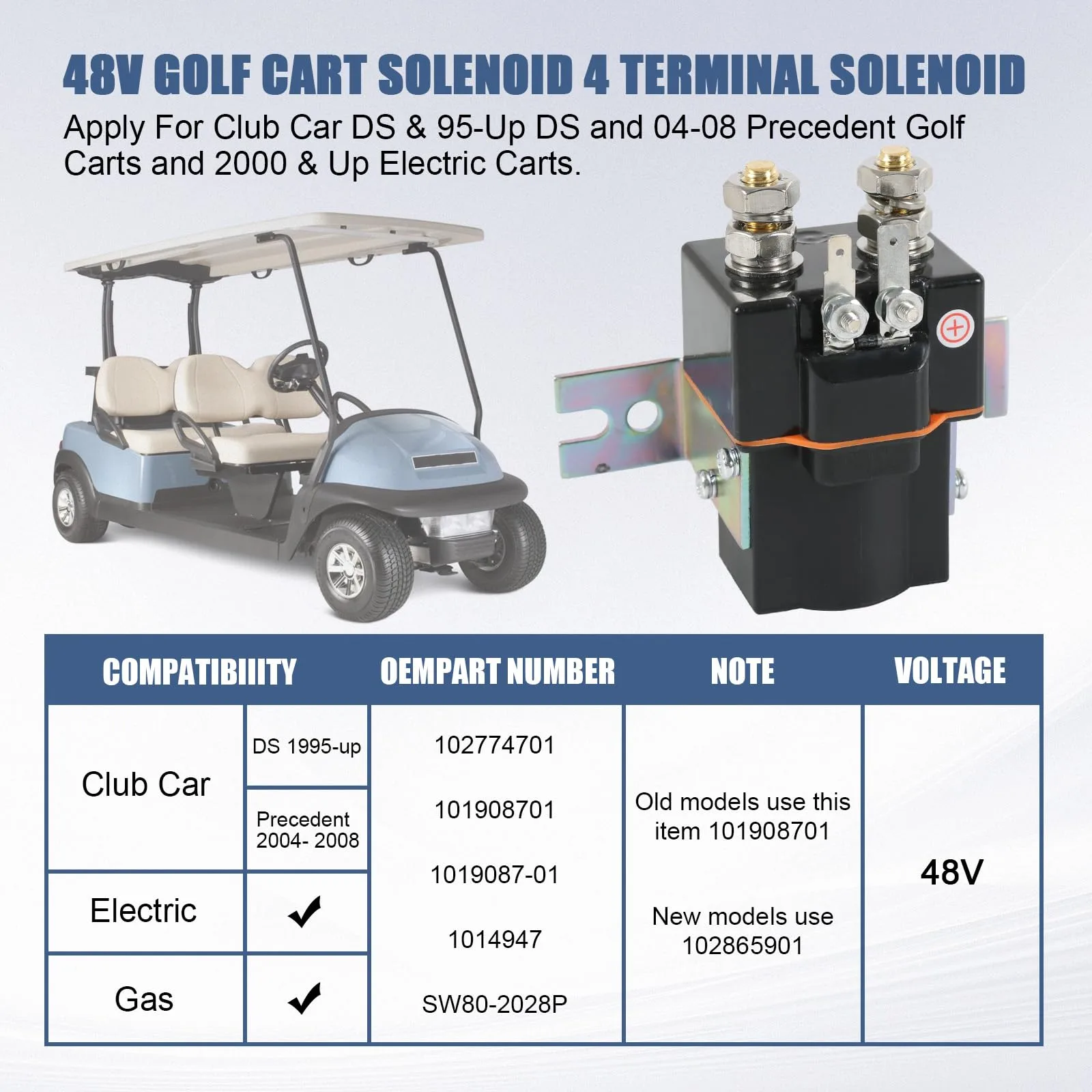 LDMINDA 48V Solenoid for Club Car DS and Precedent image 3
