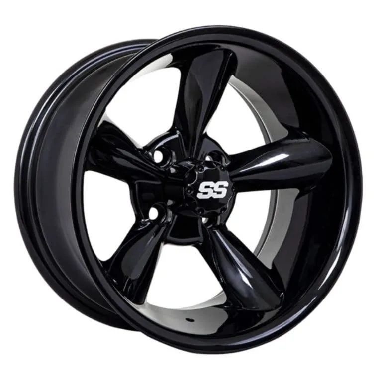 GTW Godfather 14x7 Gloss Black Golf Cart Wheel Set (108277FS) image 2