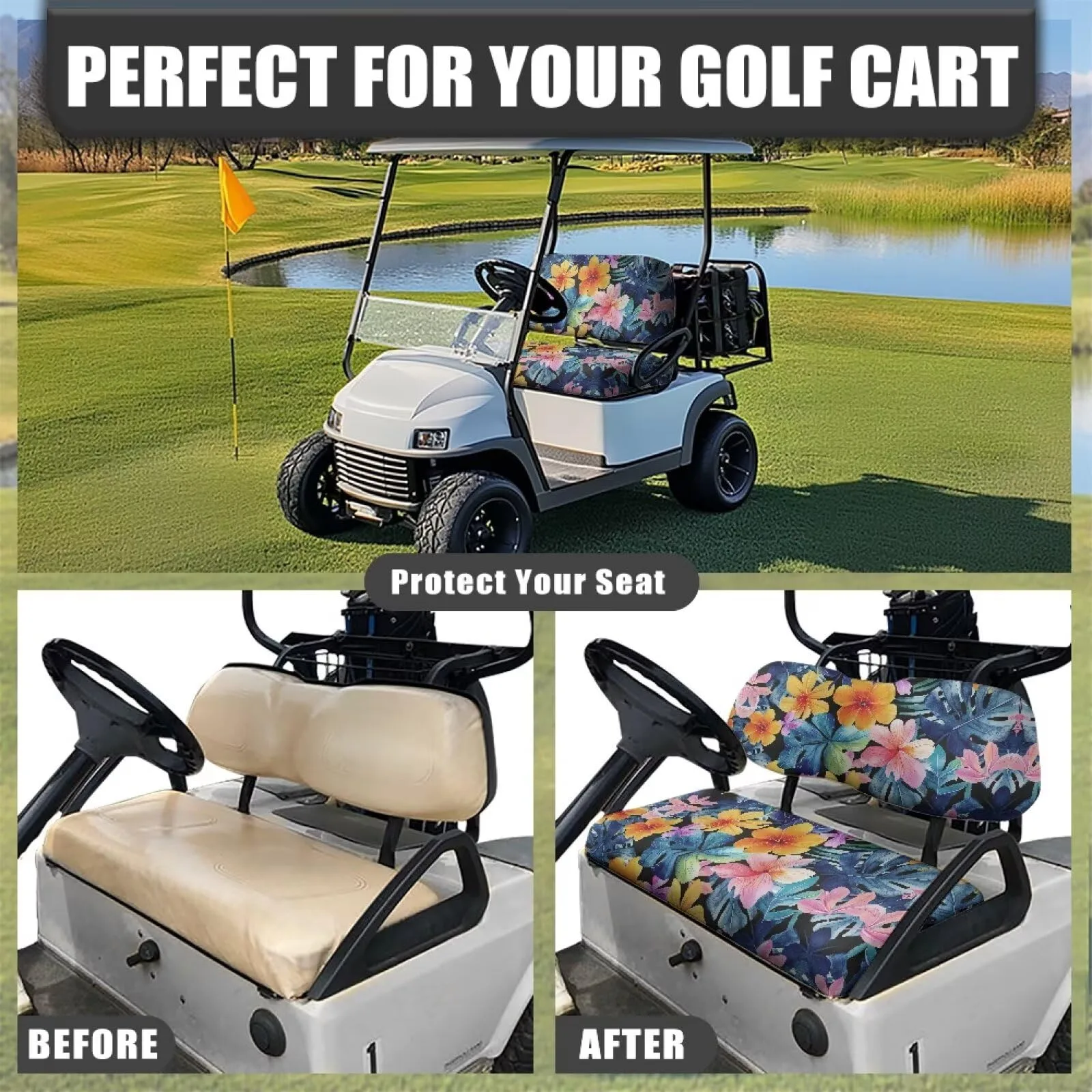 Whosucclay Golf Cart Seat Cover Set for Yamaha and Club Car image 4