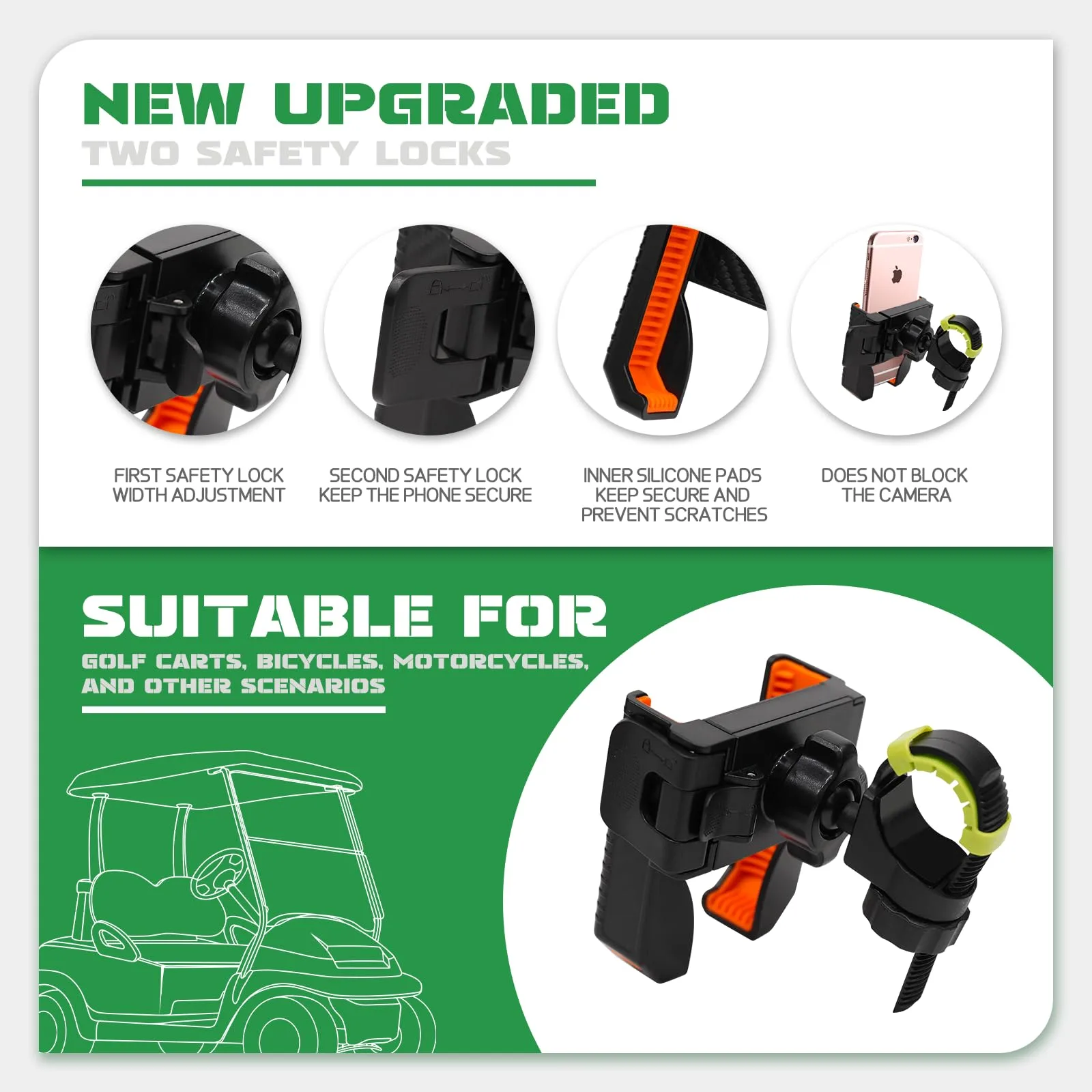 SAMXOMAP Golf Cart Phone Holder, Orange image 3