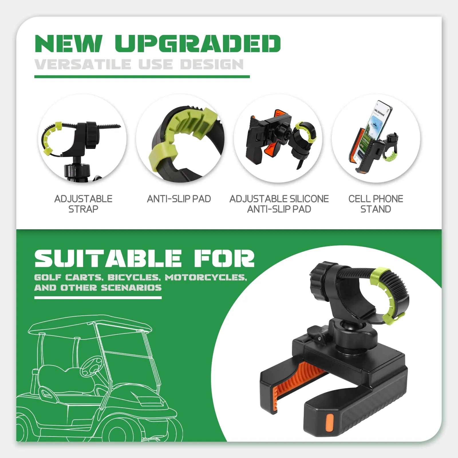 SAMXOMAP Golf Cart Phone Holder, Orange image 4