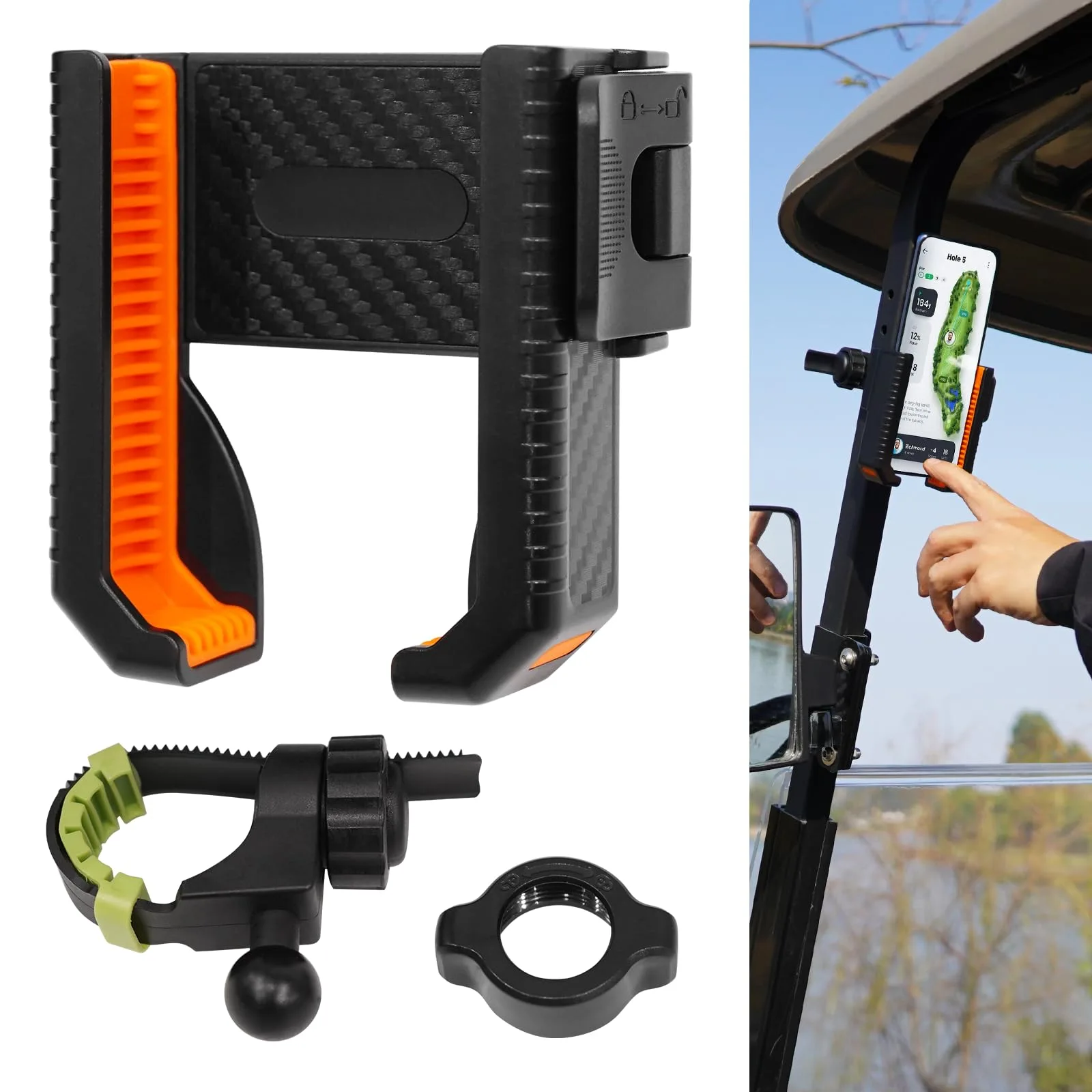 SAMXOMAP Golf Cart Phone Holder, Orange