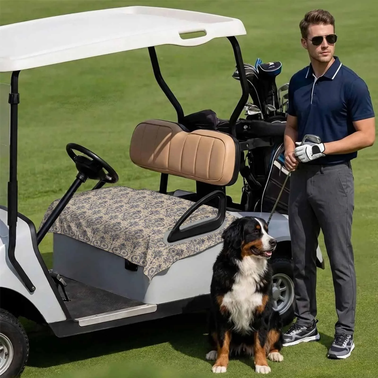 DecorLovee Brown Floral Golf Cart Seat Cover 51 x 31 in image 3