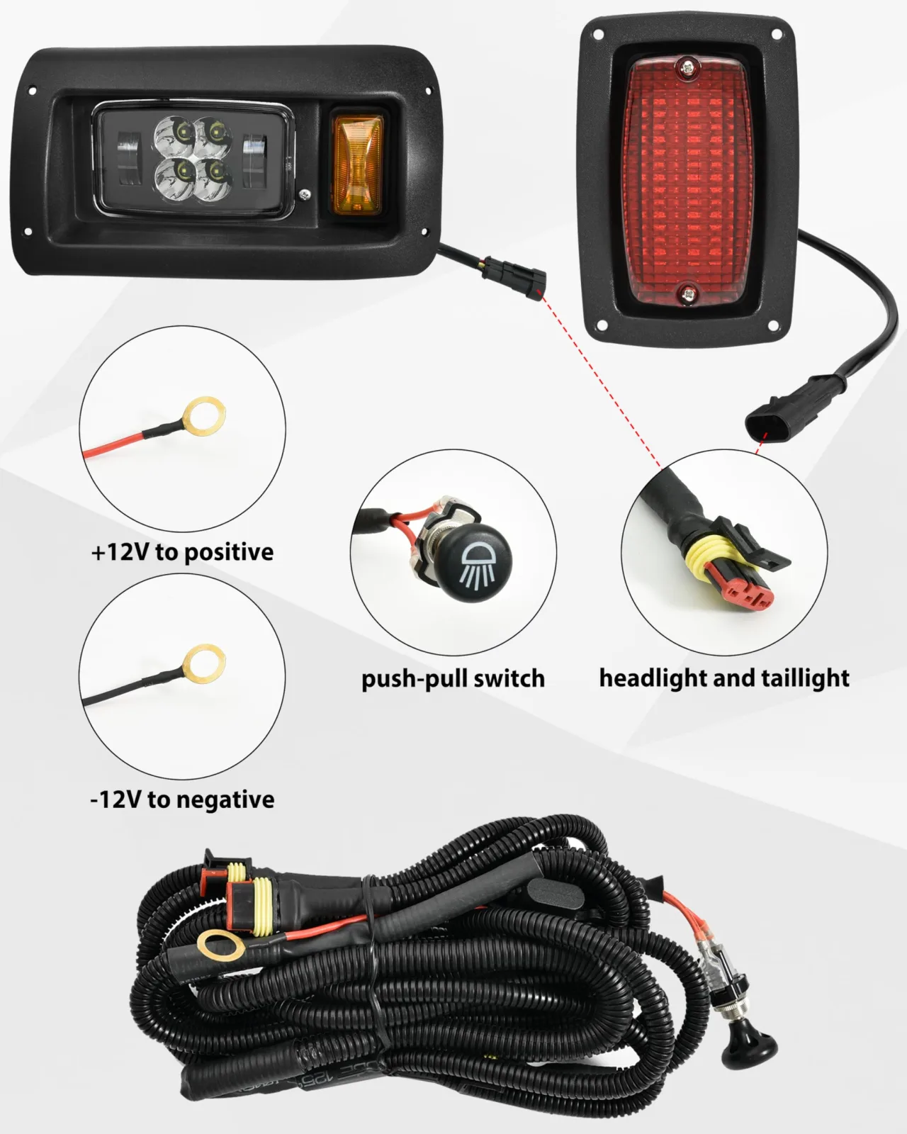 SAUTVS LED Headlight and Taillight Kit for Club Car DS image 3