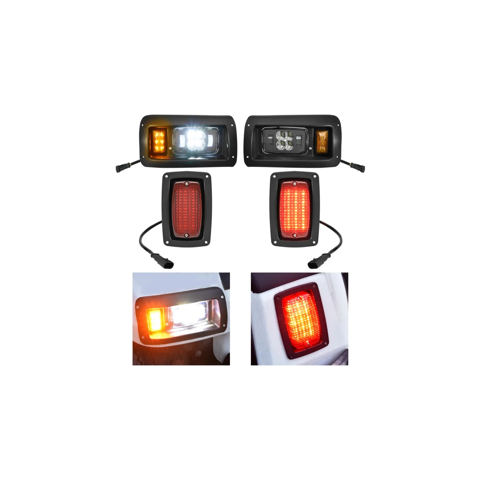 SAUTVS LED Headlight and Taillight Kit for Club Car DS
