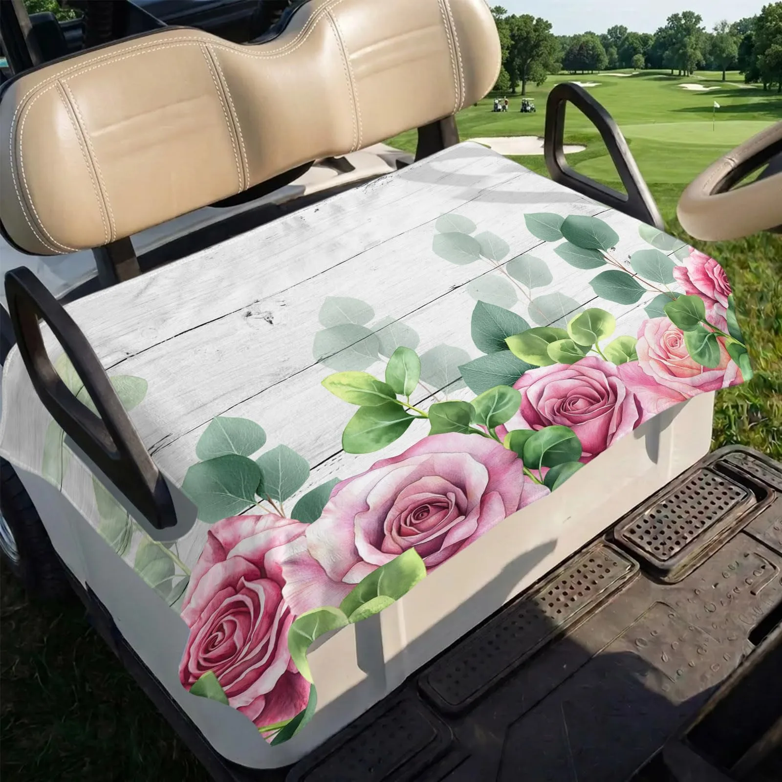 Lanata Golf Cart Seat Cover Towel, Roses Eucalyptus Leaf image 2