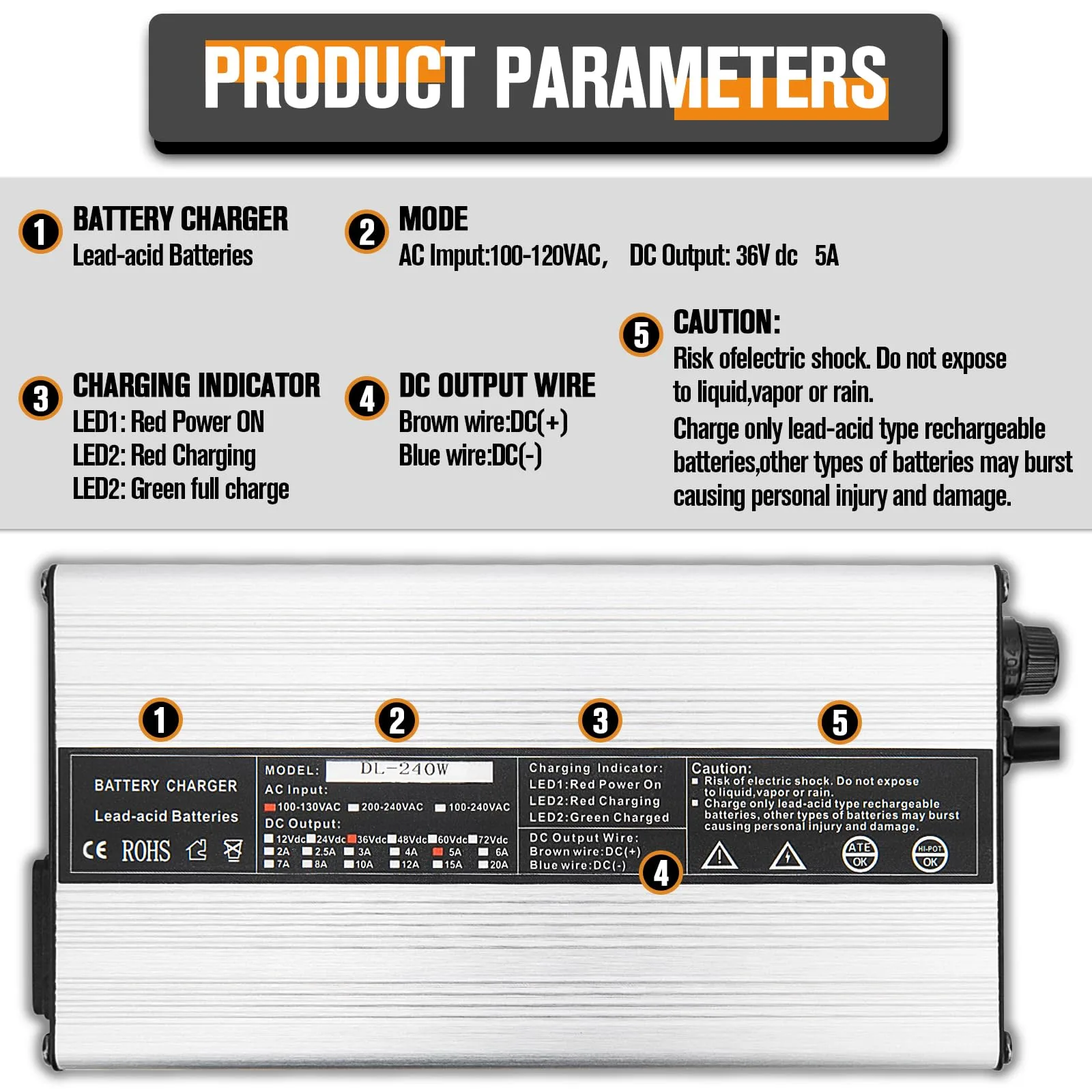 NOTETOUPT 36V Charger for E-Z-GO TXT Medalist image 3