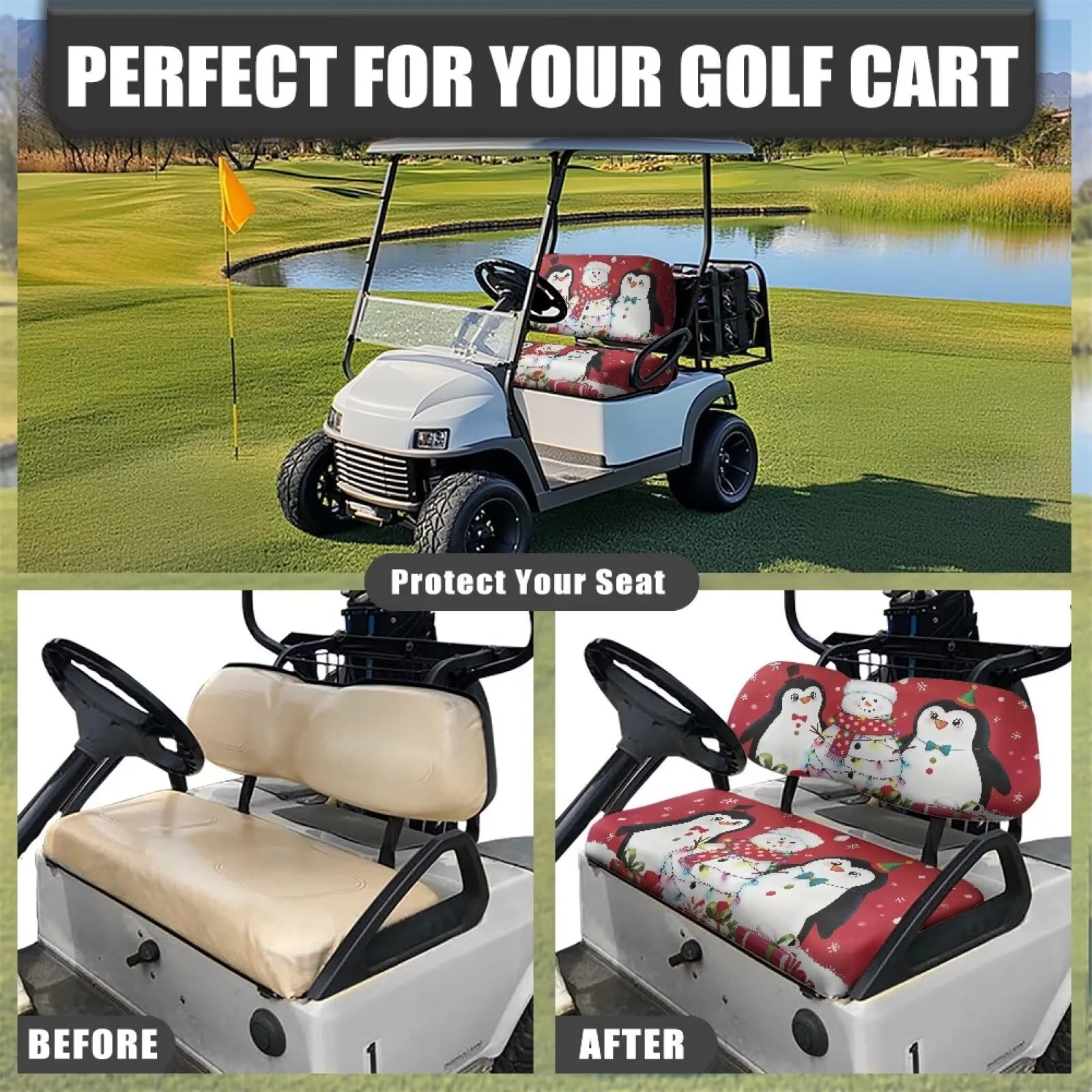 Quidrwyo Penguin Snowman Golf Cart Seat Covers image 4