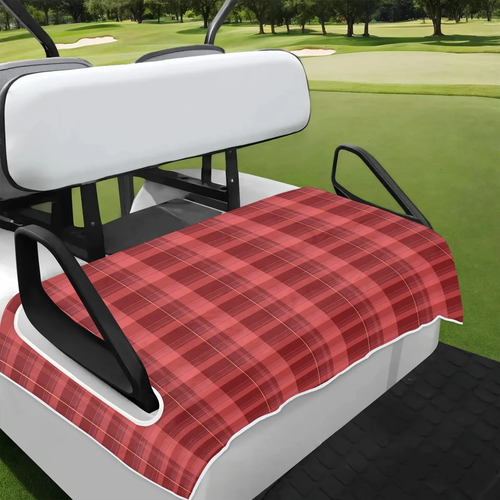 Tiveruda Red Plaid Golf Cart Seat Cover, 51 x 31 in
