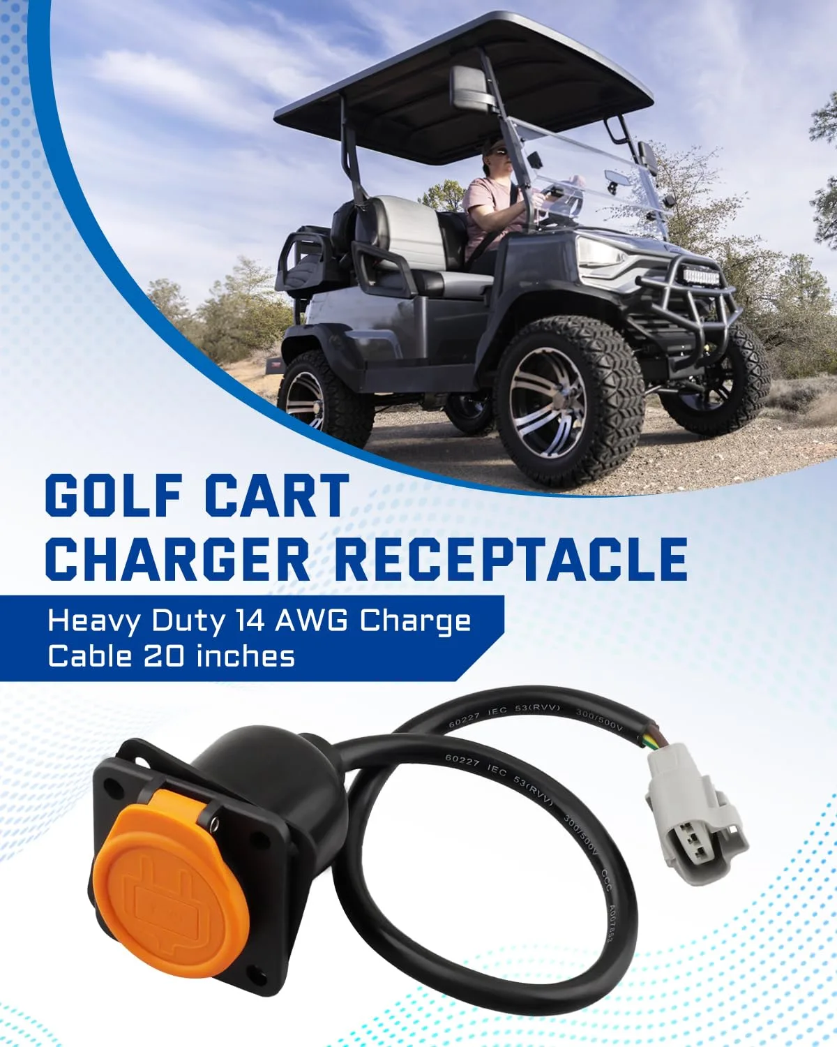 JUWEVAZU 48V Golf Cart Charger Receptacle for Coleman DR48V image 2