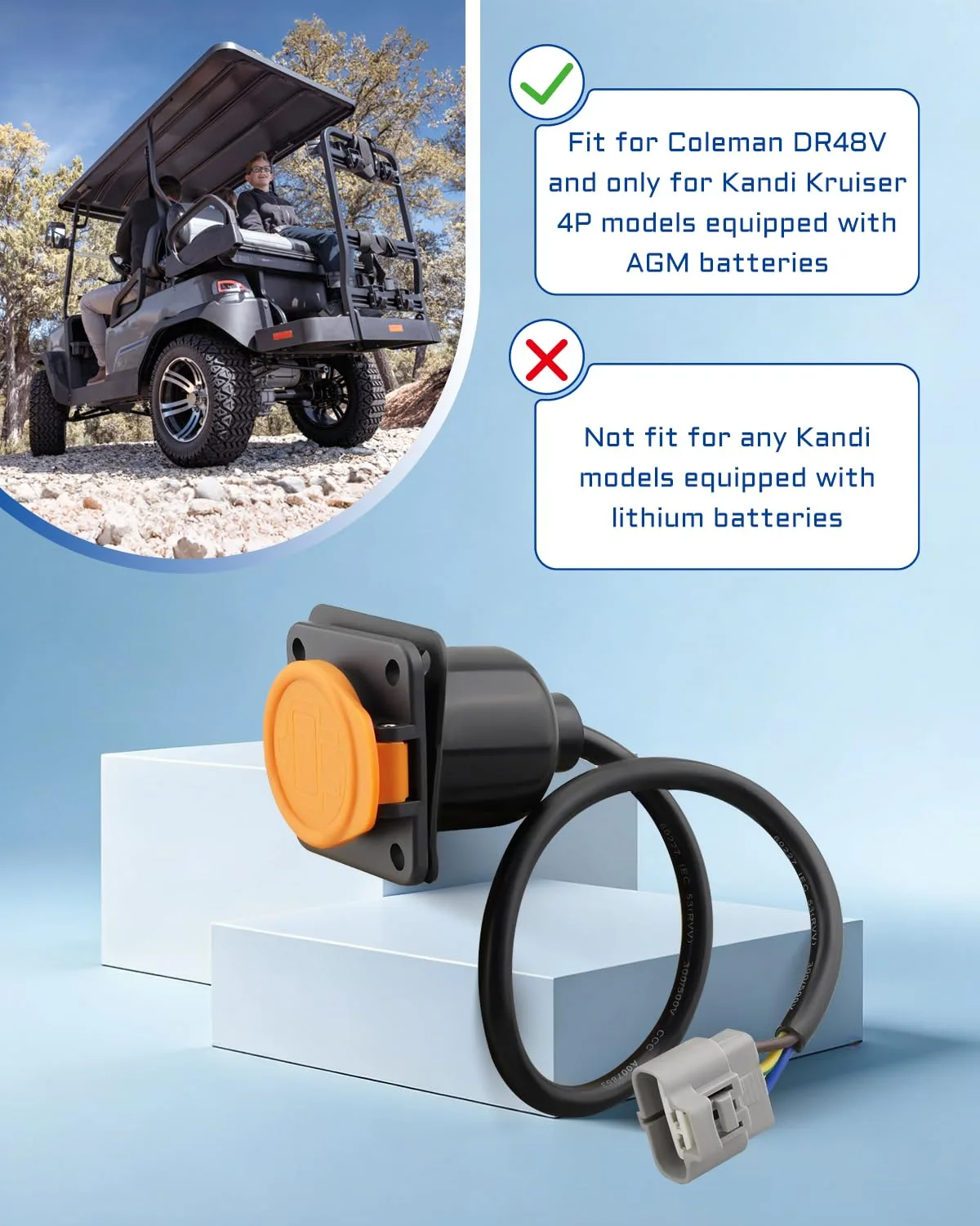 JUWEVAZU 48V Golf Cart Charger Receptacle for Coleman DR48V image 4