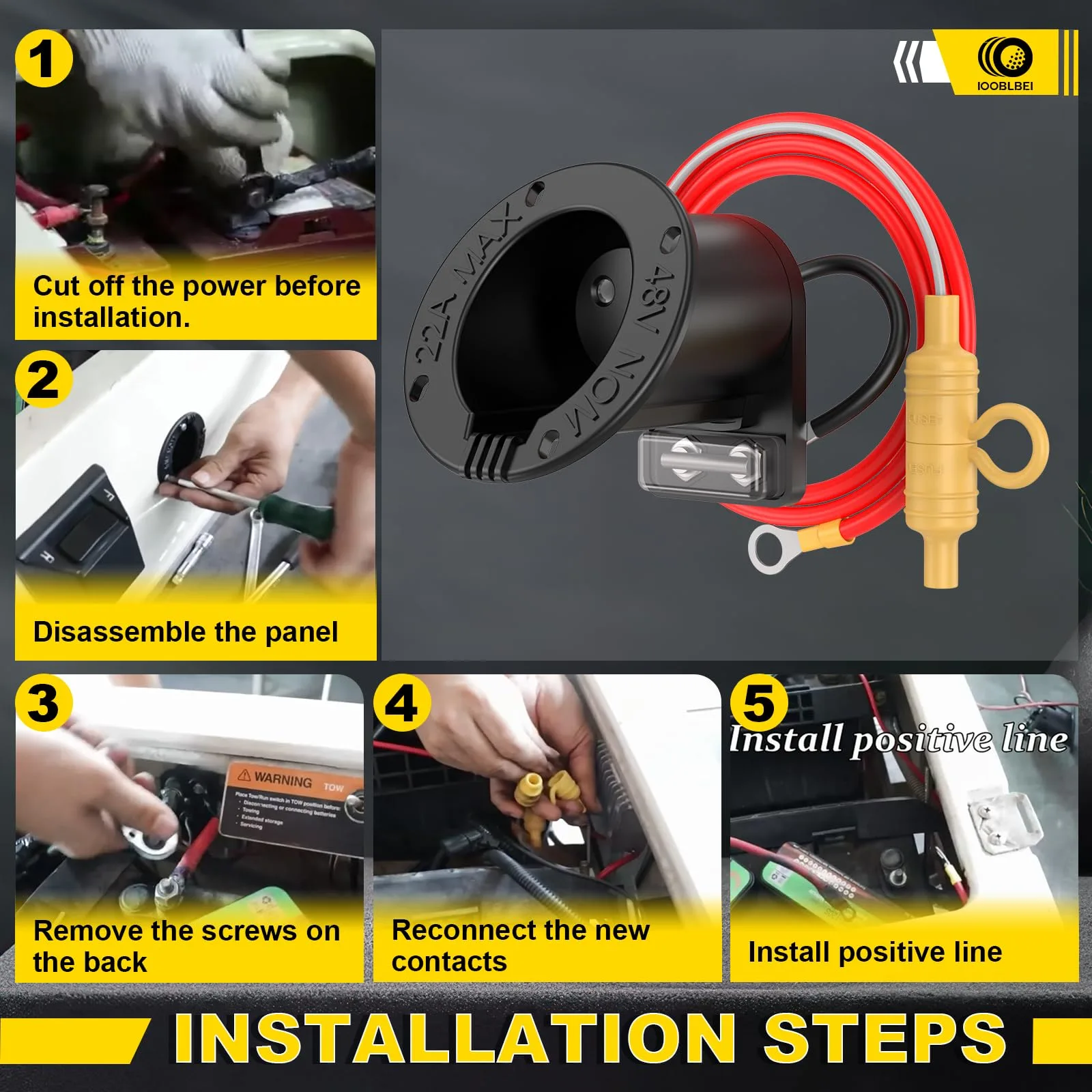 IOOBLBEI 48V Charger Receptacle for Club Car DS image 3