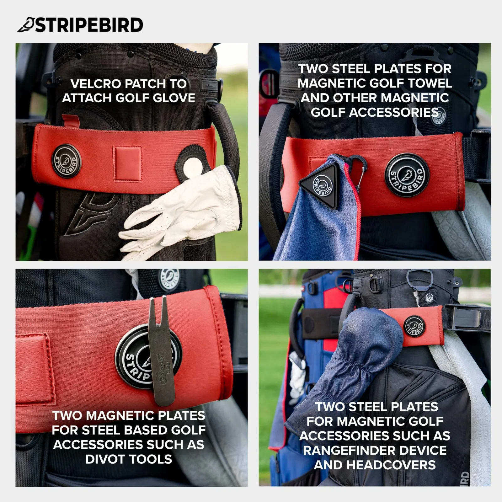 Stripebird Golf Cart Strap Sleeve Protector, Red Neoprene image 3
