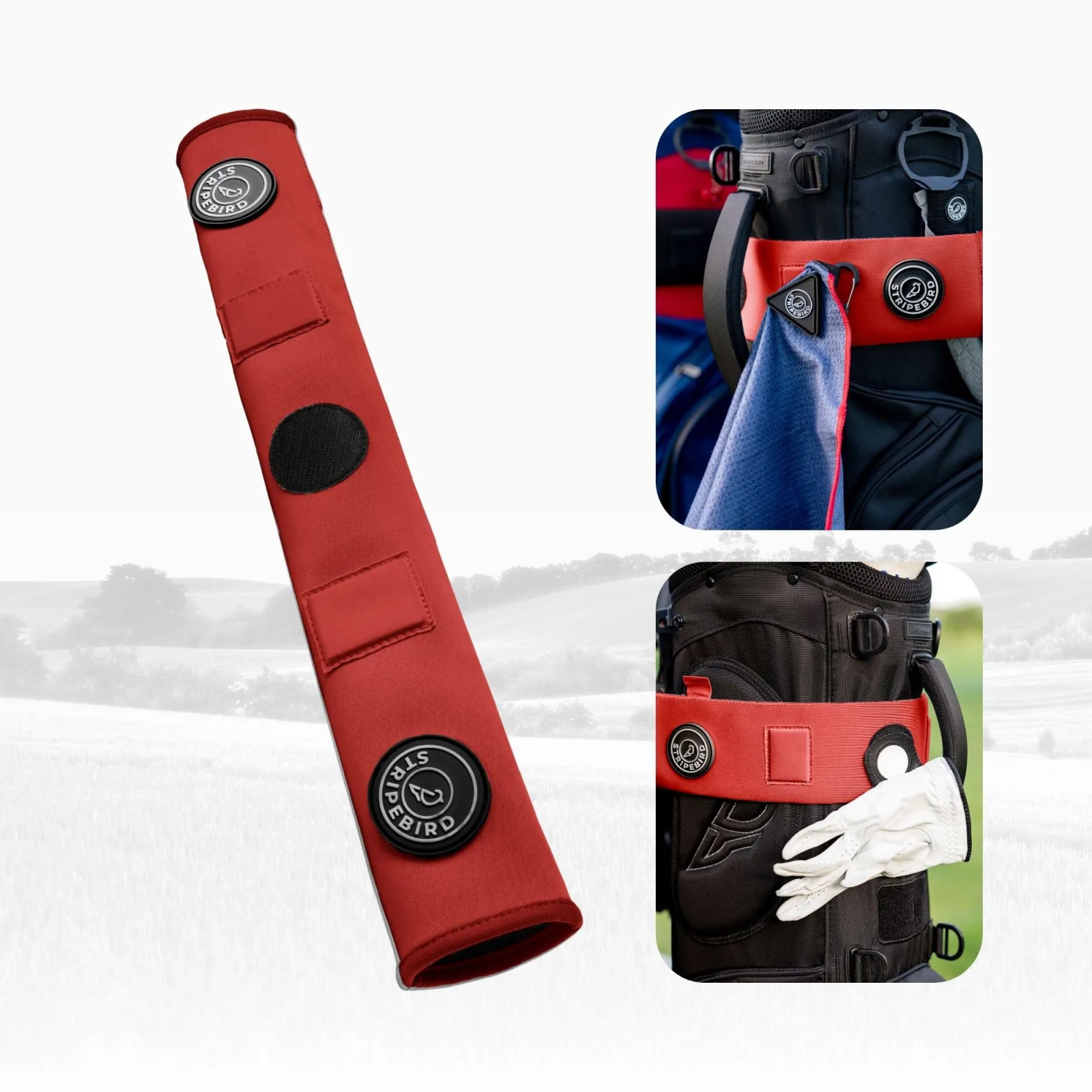 Stripebird Golf Cart Strap Sleeve Protector, Red Neoprene
