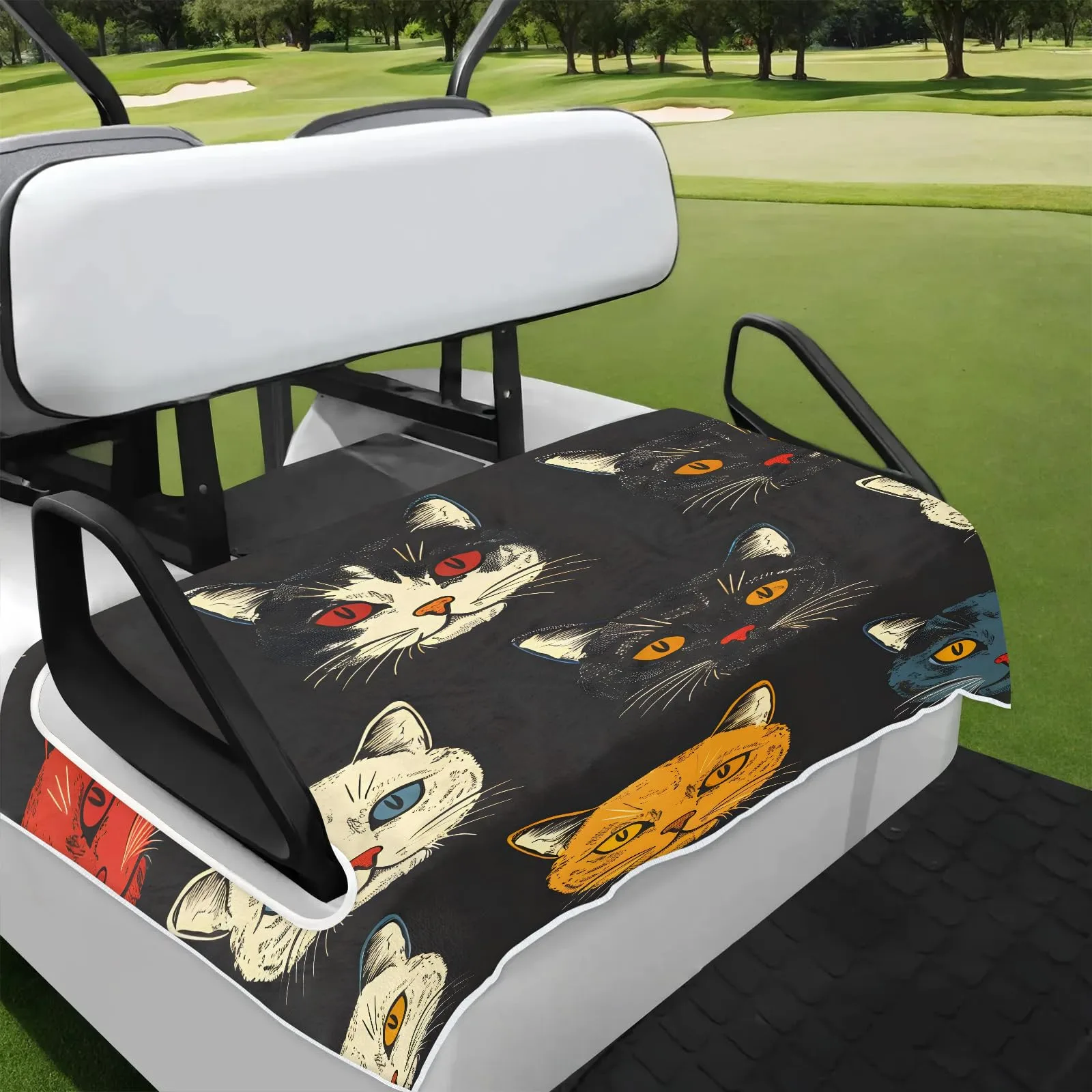 Tiveruda Black Cats Golf Cart Seat Cover - 51" x 31"