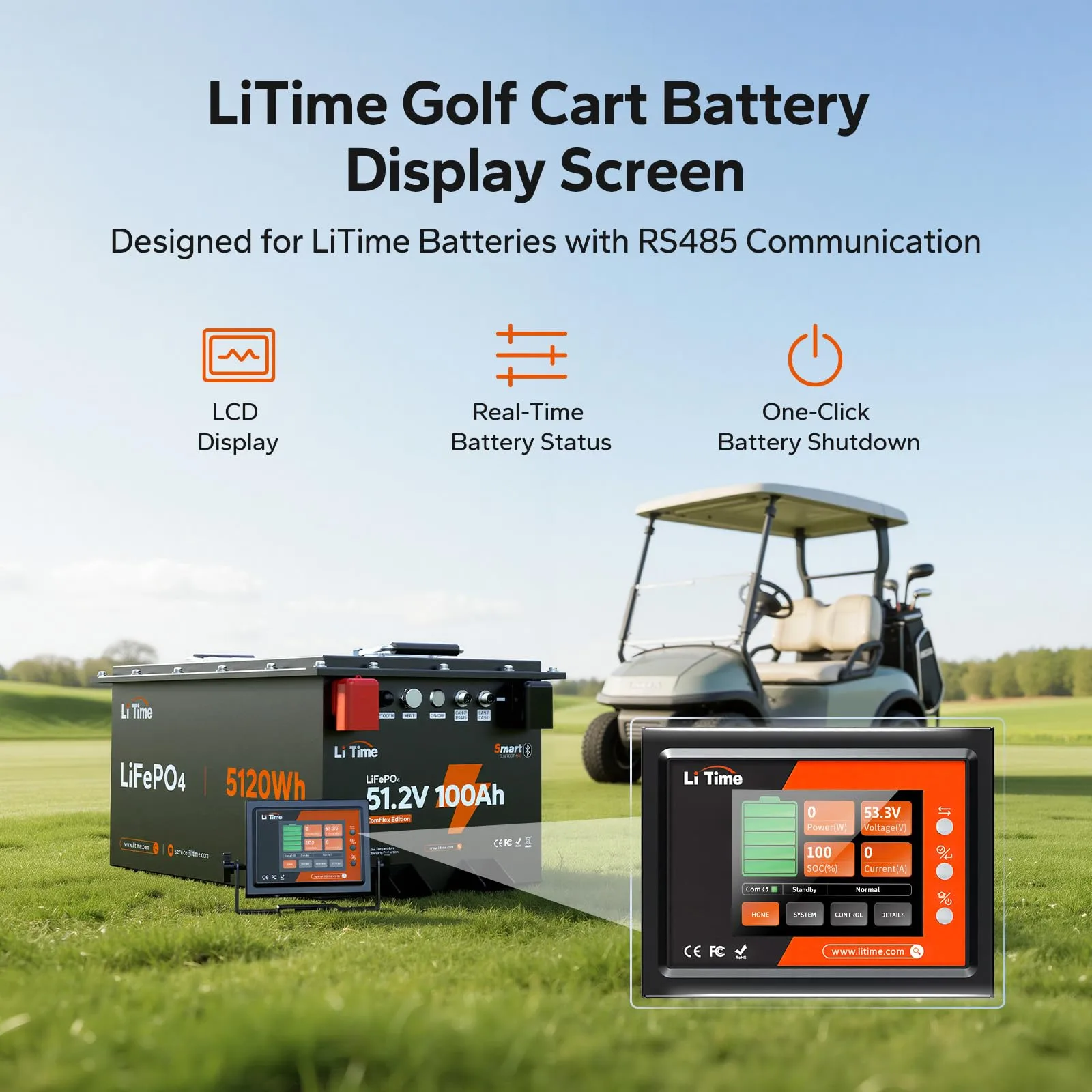LiTime Golf Cart Battery Display Monitor NANN20NDSTNR-1 image 2