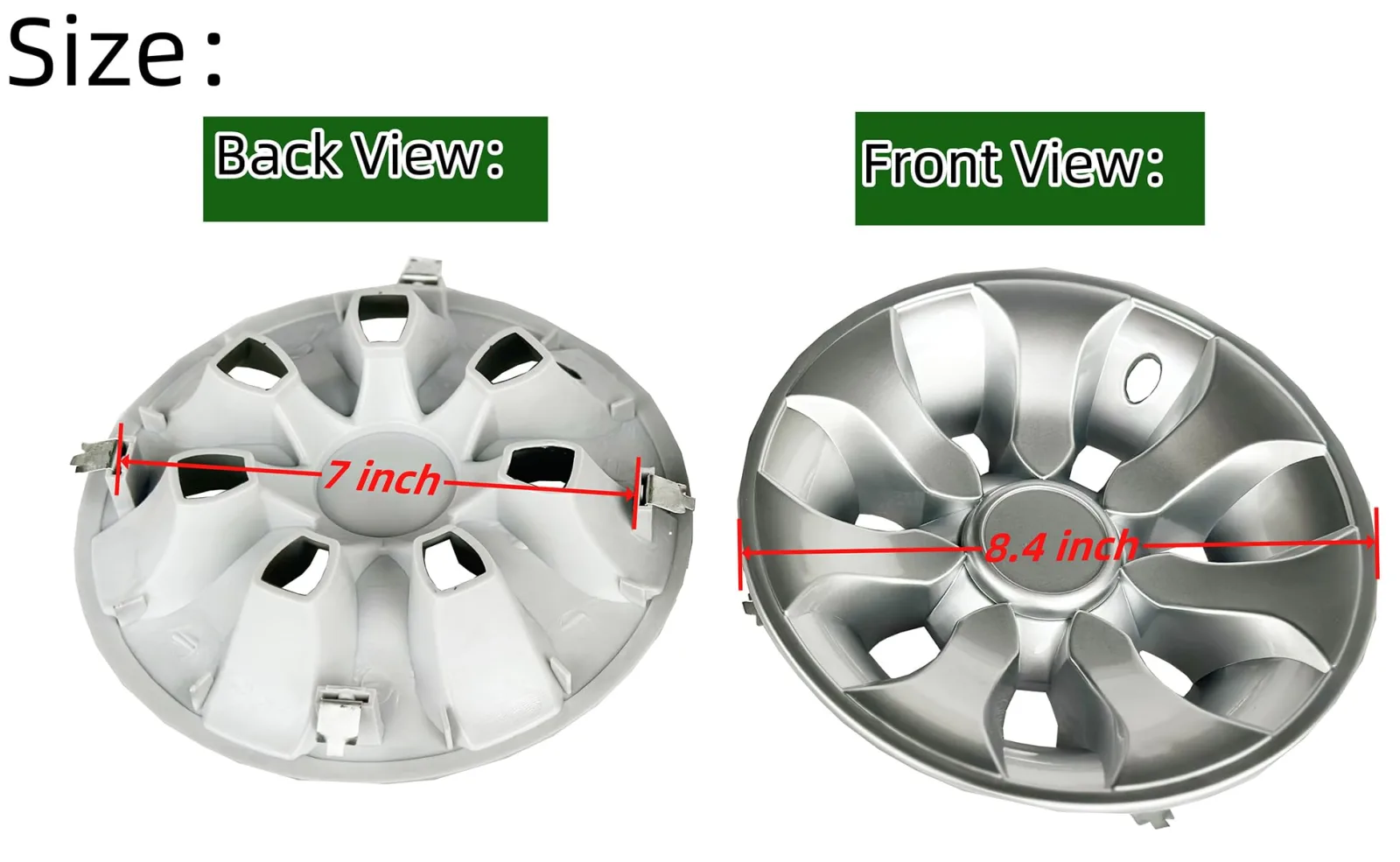 Dr.Acces 8" 7-Spoke Silver ABS Wheel Covers Hub Caps - Set of 4 image 4