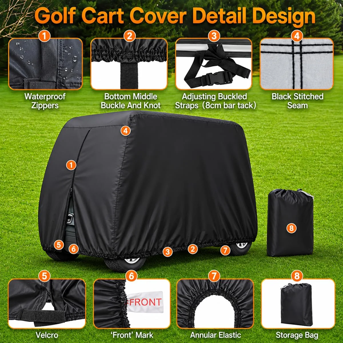 ZHLSUEC Golf Cart Cover for Yamaha Drive2 PTV 2-Seater image 2