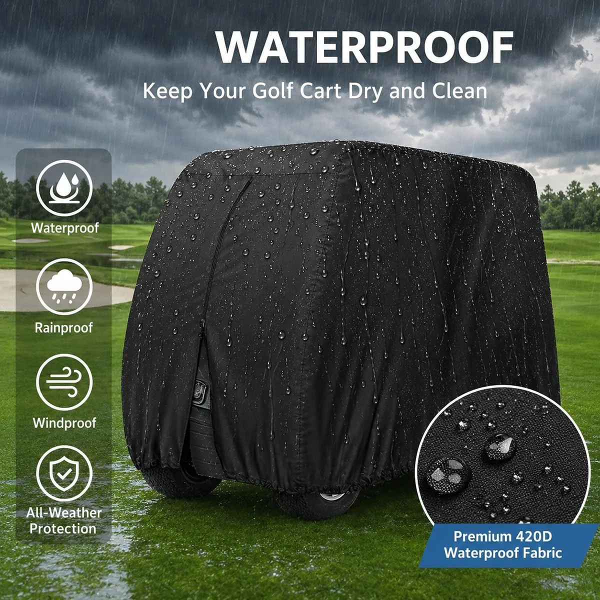 ZHLSUEC Golf Cart Cover for Yamaha Drive2 PTV 2-Seater image 4