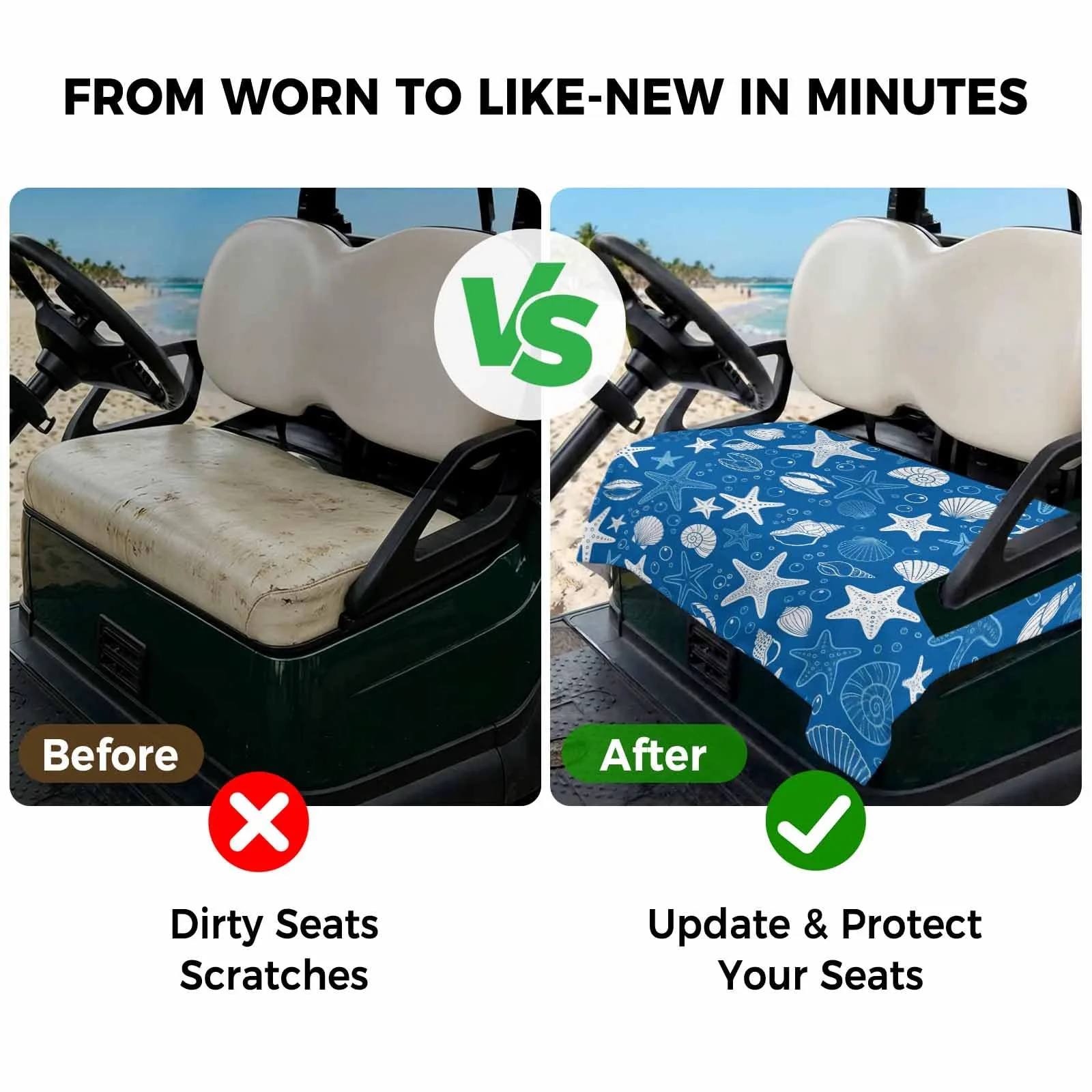 BEMIGO Blue Golf Cart Seat Cover, 51 x 31 Inch image 4