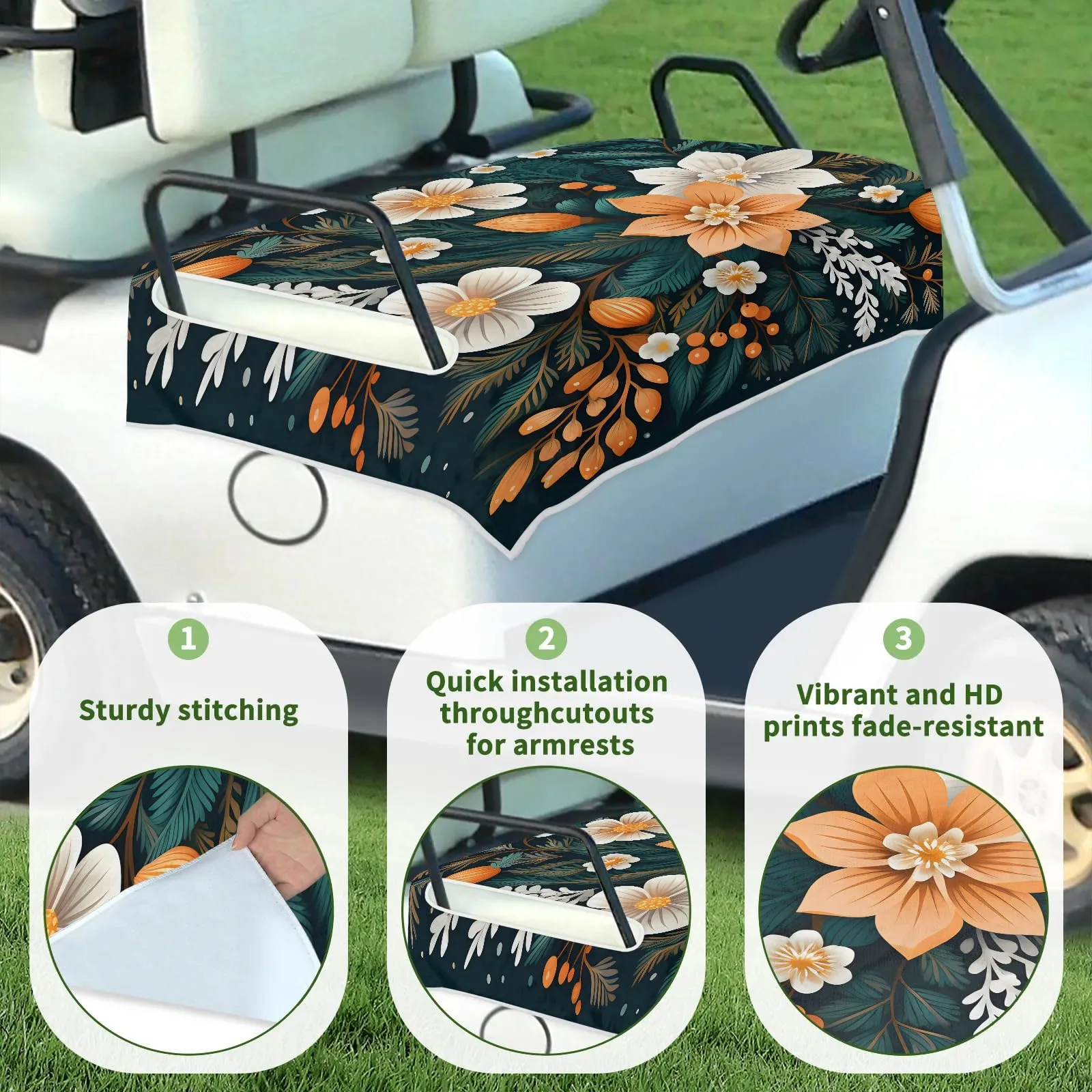 Tiveruda 51" x 31" Watercolor Golf Cart 2-Person Seat Cover image 3