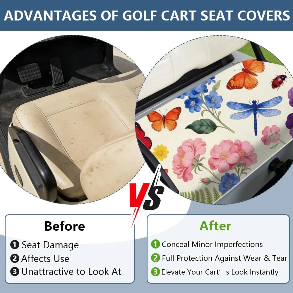 TNKBREEZE Floral Universal Golf Cart Seat Cover image 3