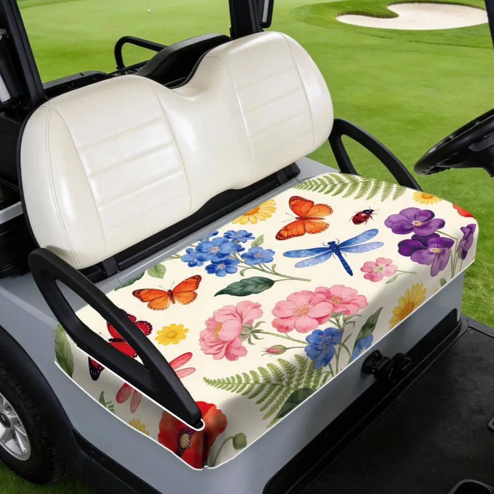 TNKBREEZE Floral Universal Golf Cart Seat Cover