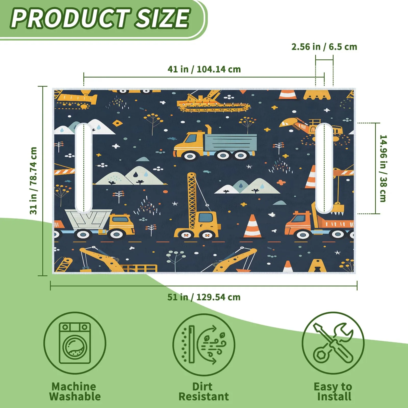 Tiveruda Cute Excavator 51 x 31 in Golf Cart 2-Person Seat Cover image 2