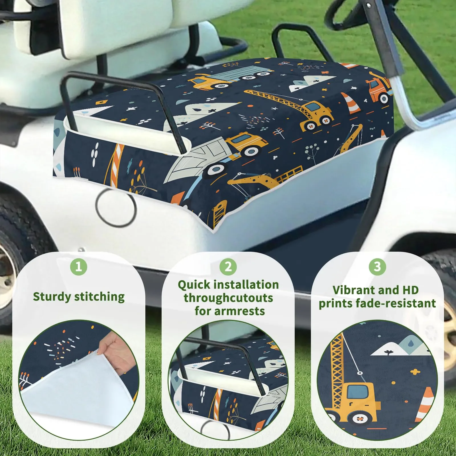 Tiveruda Cute Excavator 51 x 31 in Golf Cart 2-Person Seat Cover image 3