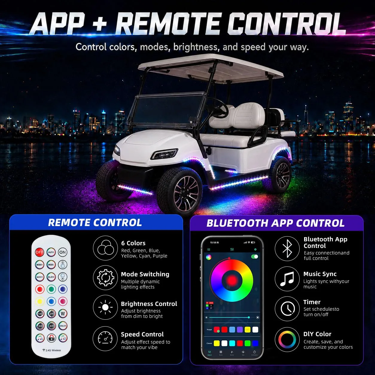 Roykaw Golf Cart Underglow LED Light Kit ROY-0432BK-01 image 4