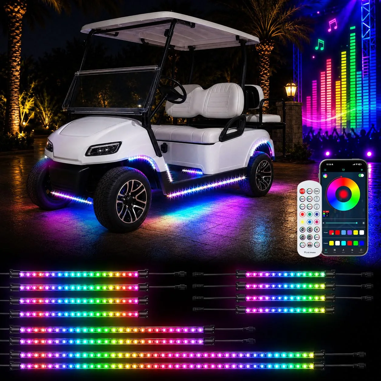 Roykaw Golf Cart Underglow LED Light Kit ROY-0432BK-01