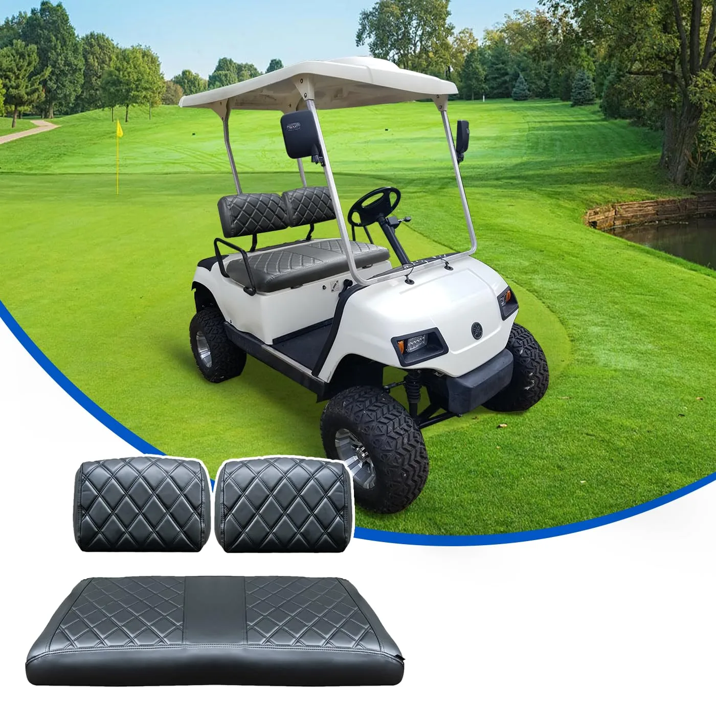 NOKINS Front Seat Covers for Yamaha Golf Carts NKS10013-BLKS image 3