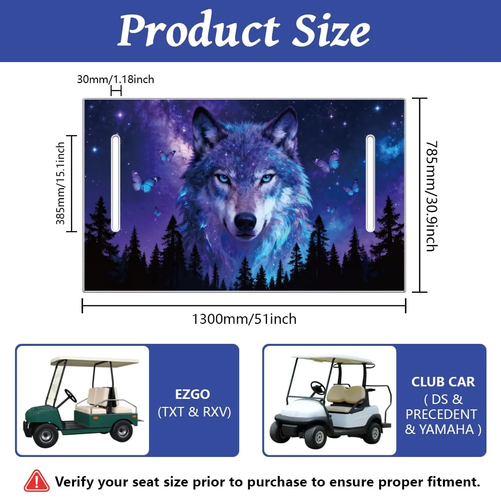 peacoblue Wolf with Starry Sky Golf Cart Seat Cover image 2