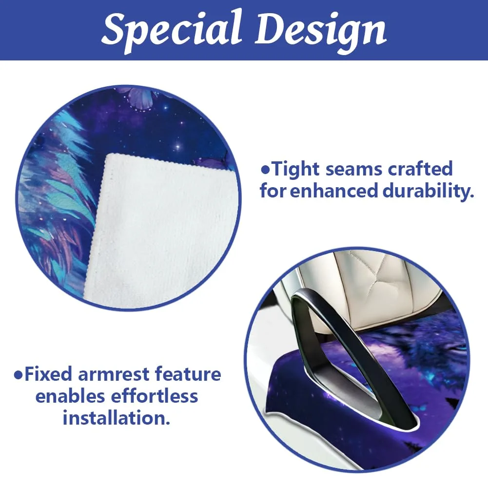peacoblue Wolf with Starry Sky Golf Cart Seat Cover image 3