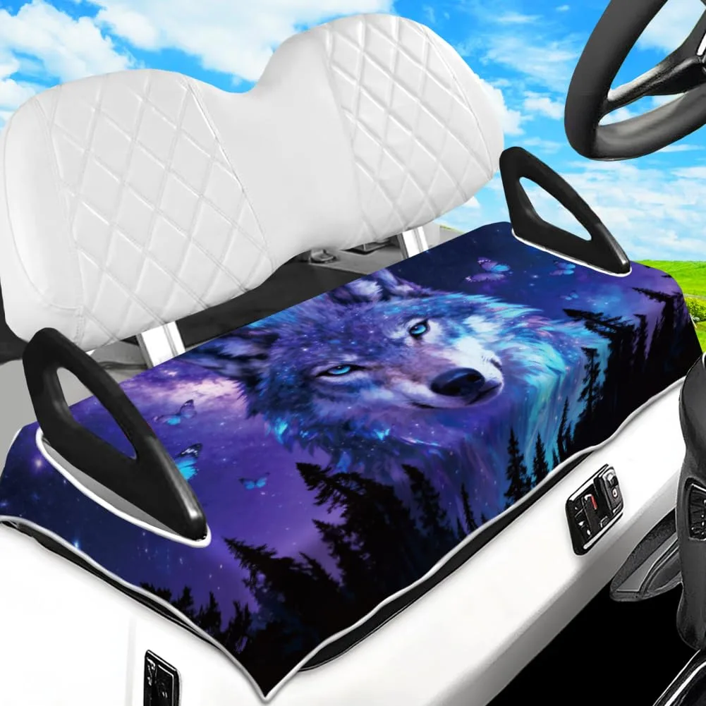 peacoblue Wolf with Starry Sky Golf Cart Seat Cover