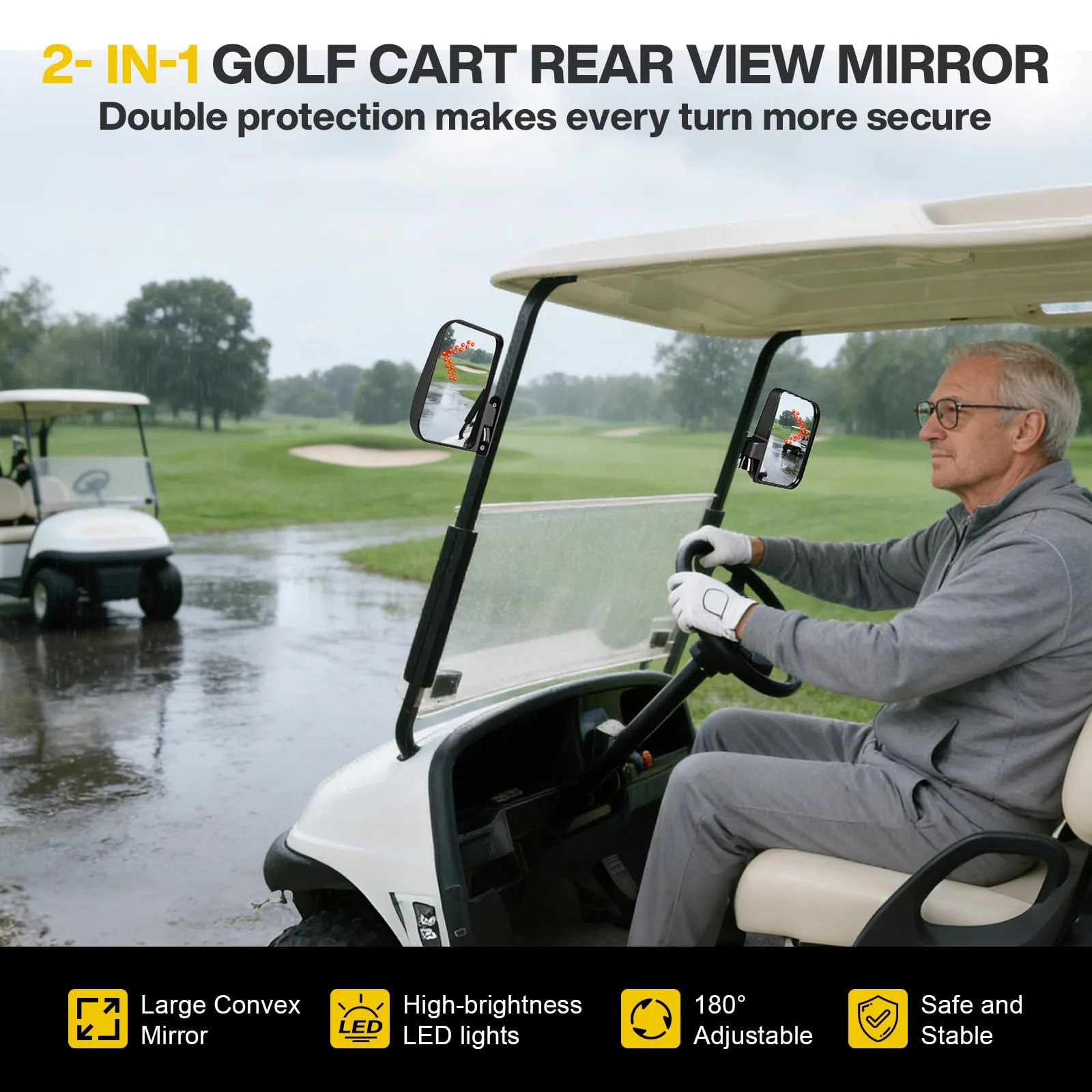 IOOBLBEI Golf Cart Folding Side Mirrors with Turn Signals image 2