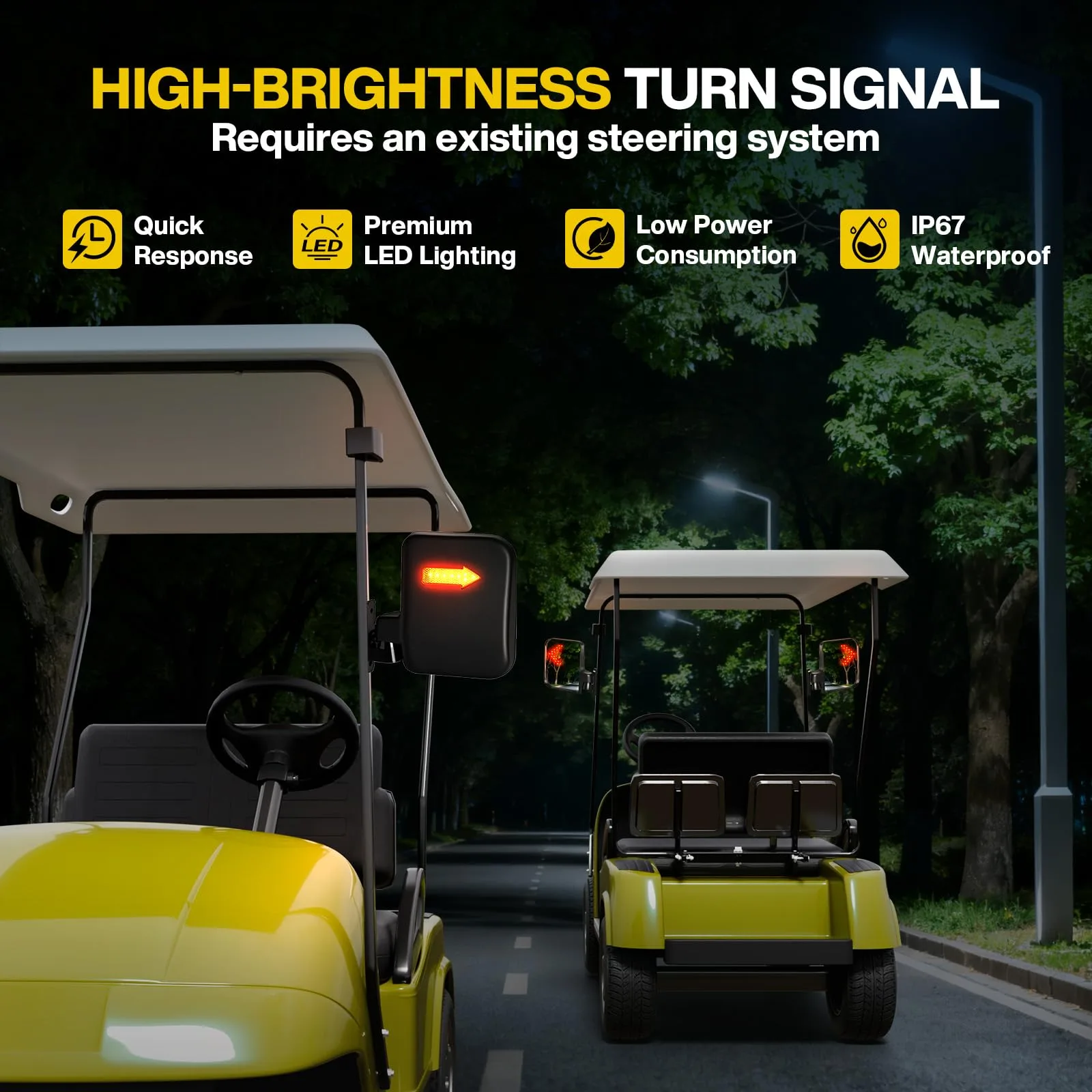 IOOBLBEI Golf Cart Folding Side Mirrors with Turn Signals image 4