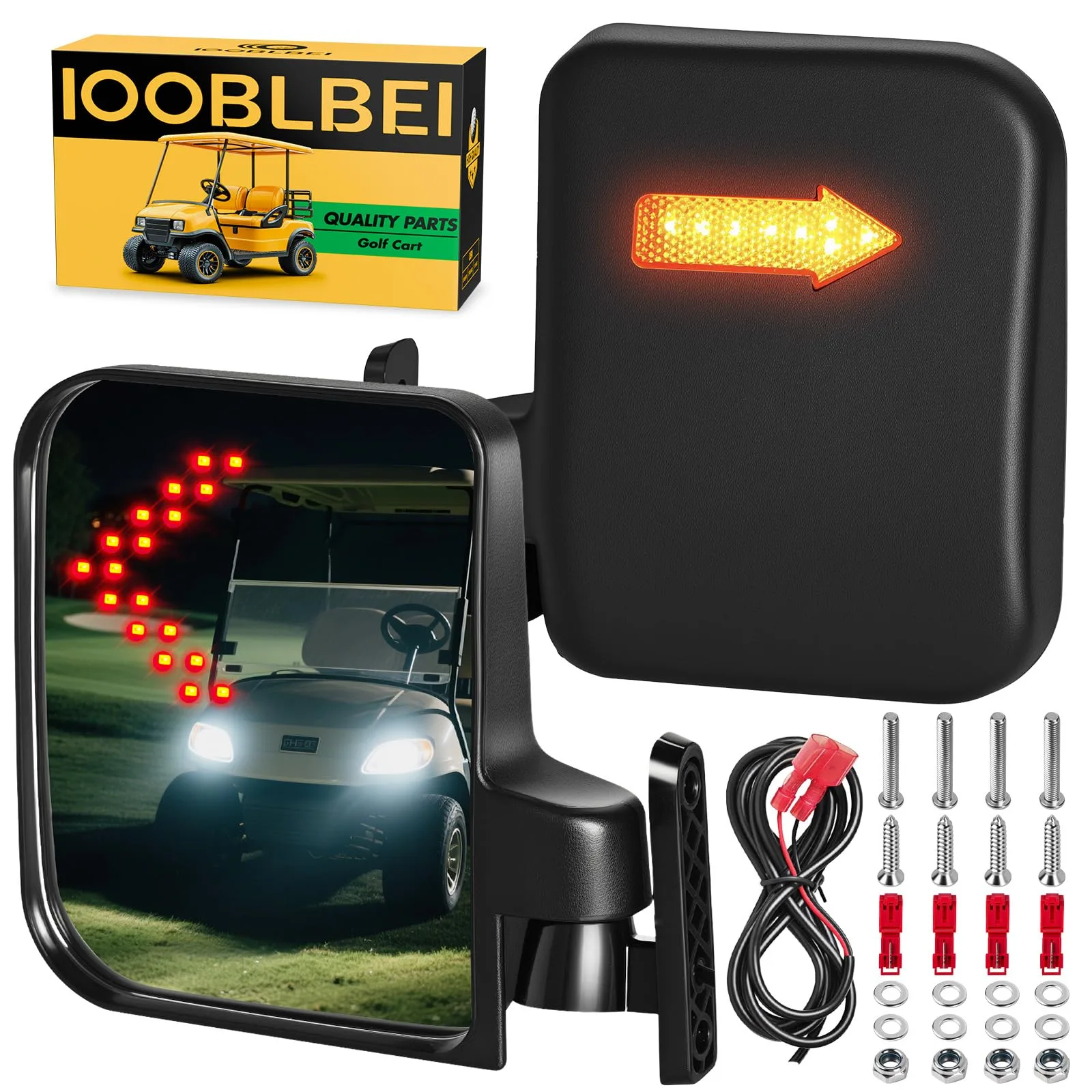 IOOBLBEI Golf Cart Folding Side Mirrors with Turn Signals
