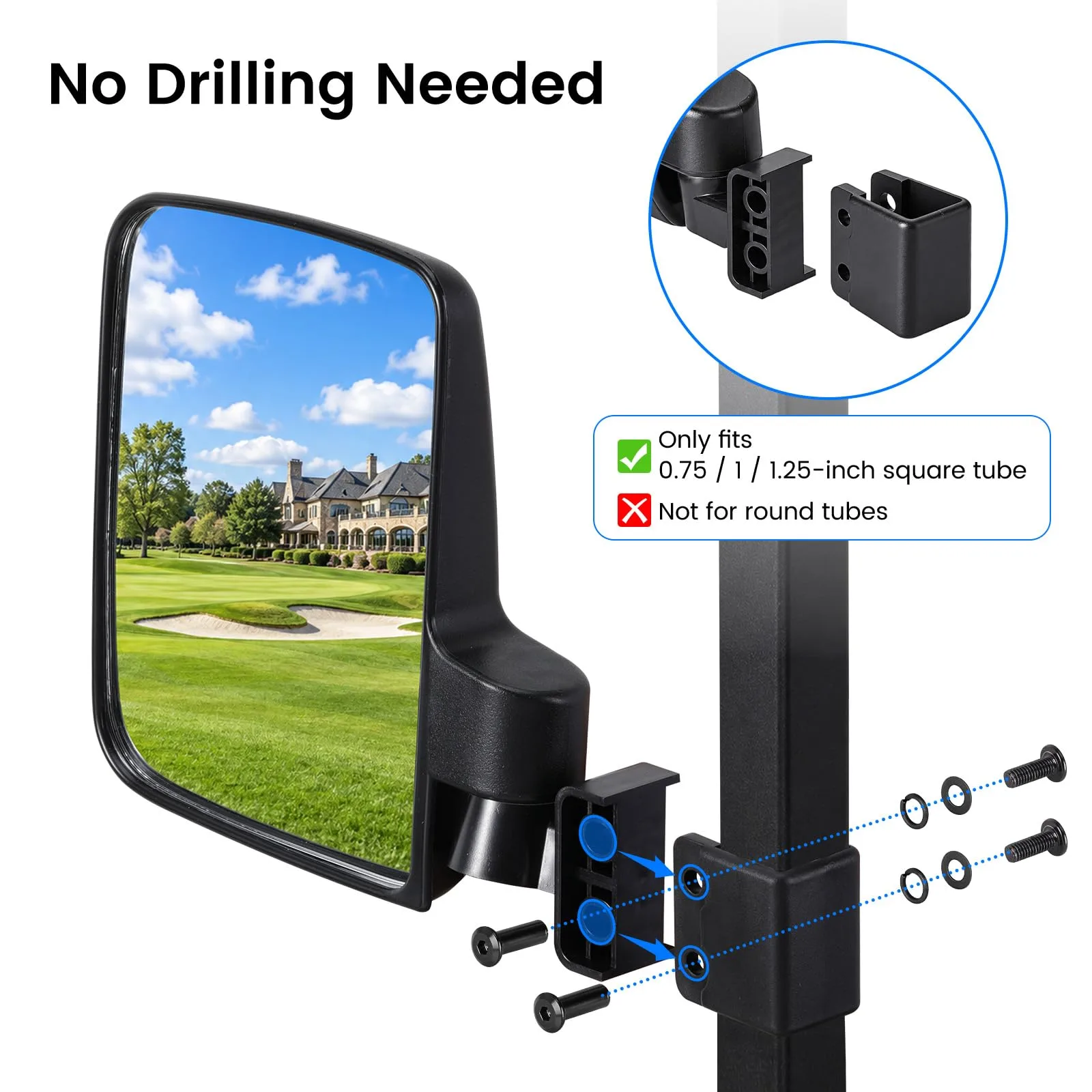 MoKo Side View Mirror Kit for Golf Carts — P840401482285 image 2